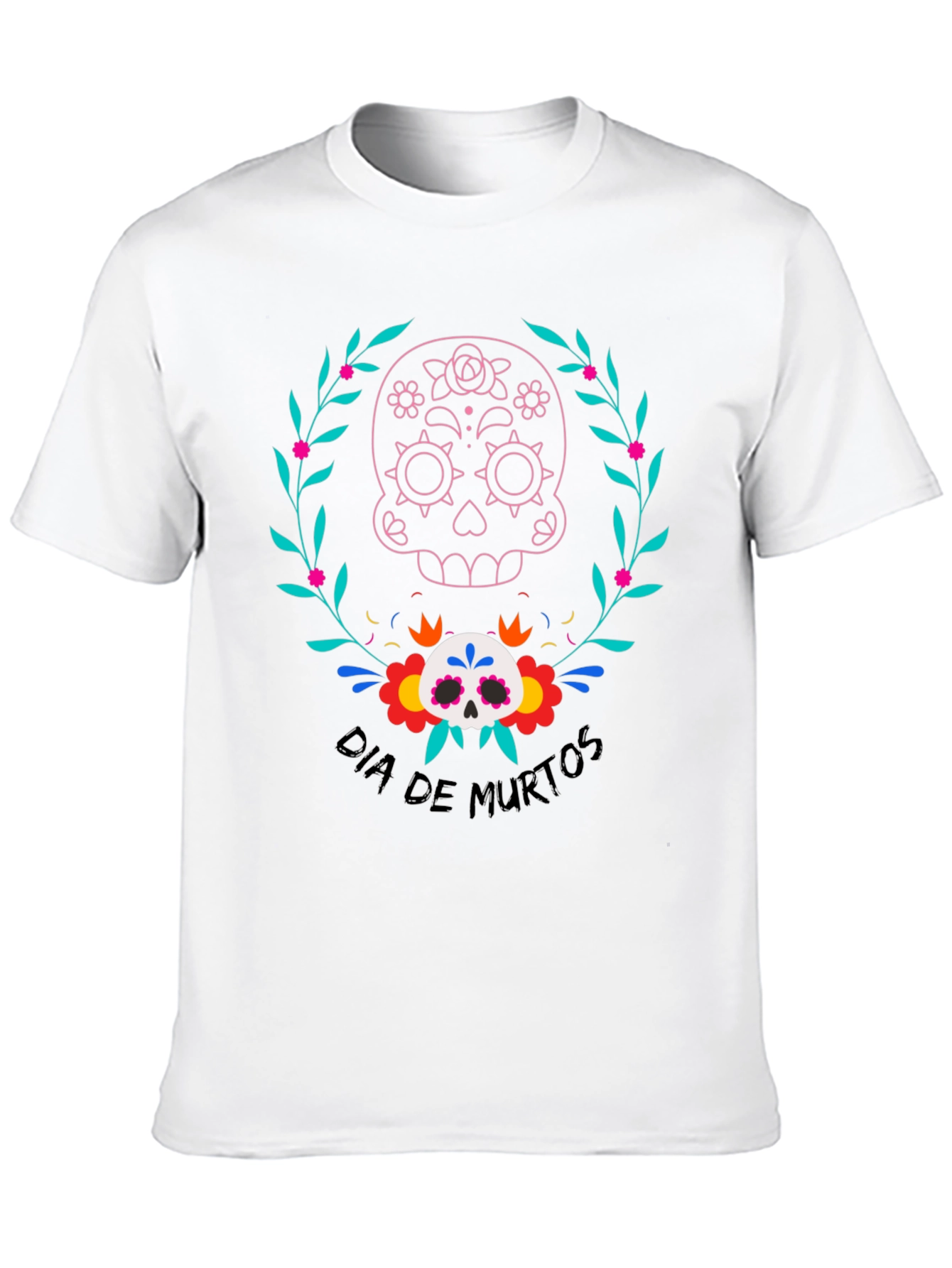 Dia de Muertos Skull Graphic Tee - Black