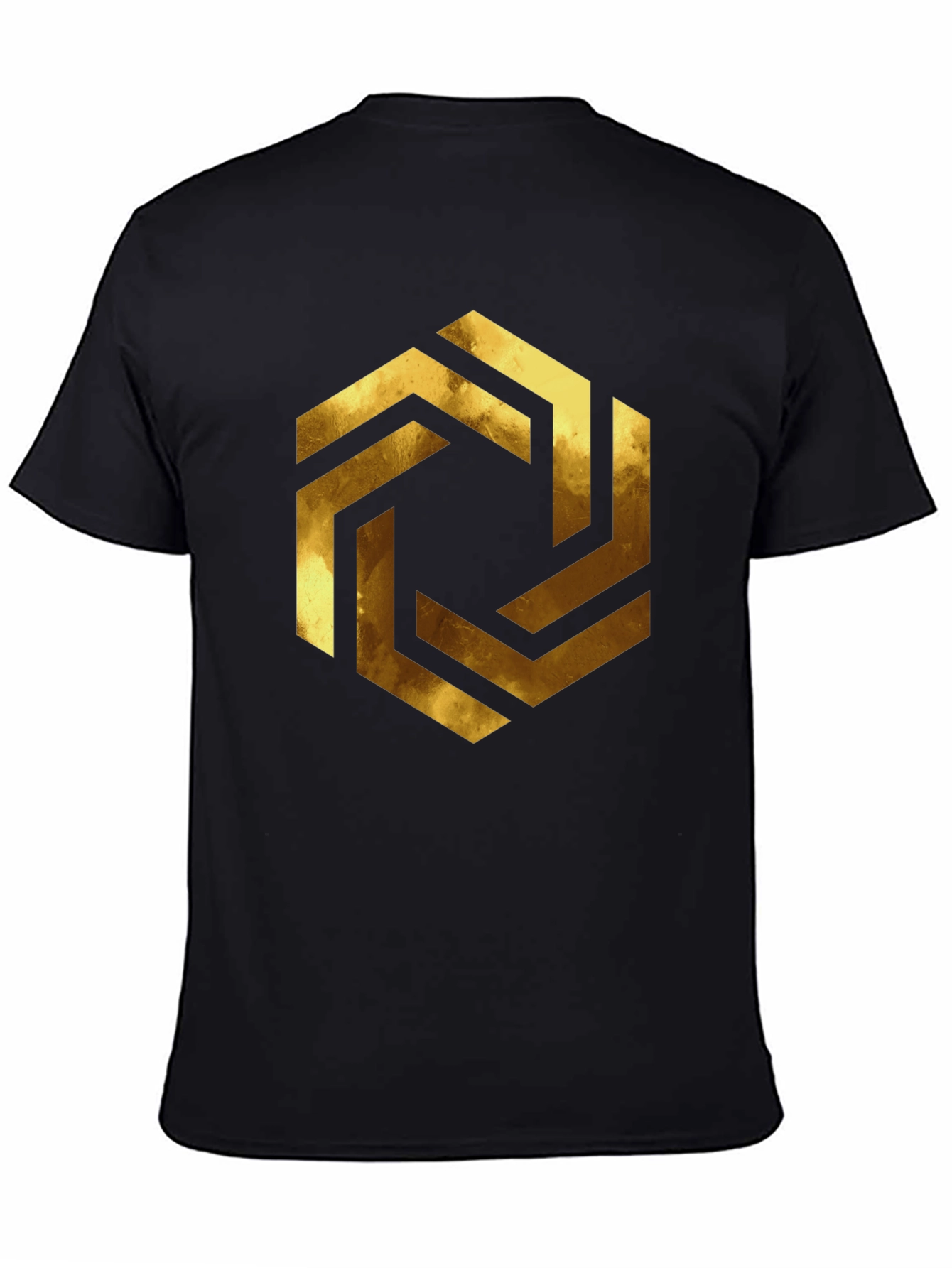 Abstract Geometric Gold Design Black T-Shirt