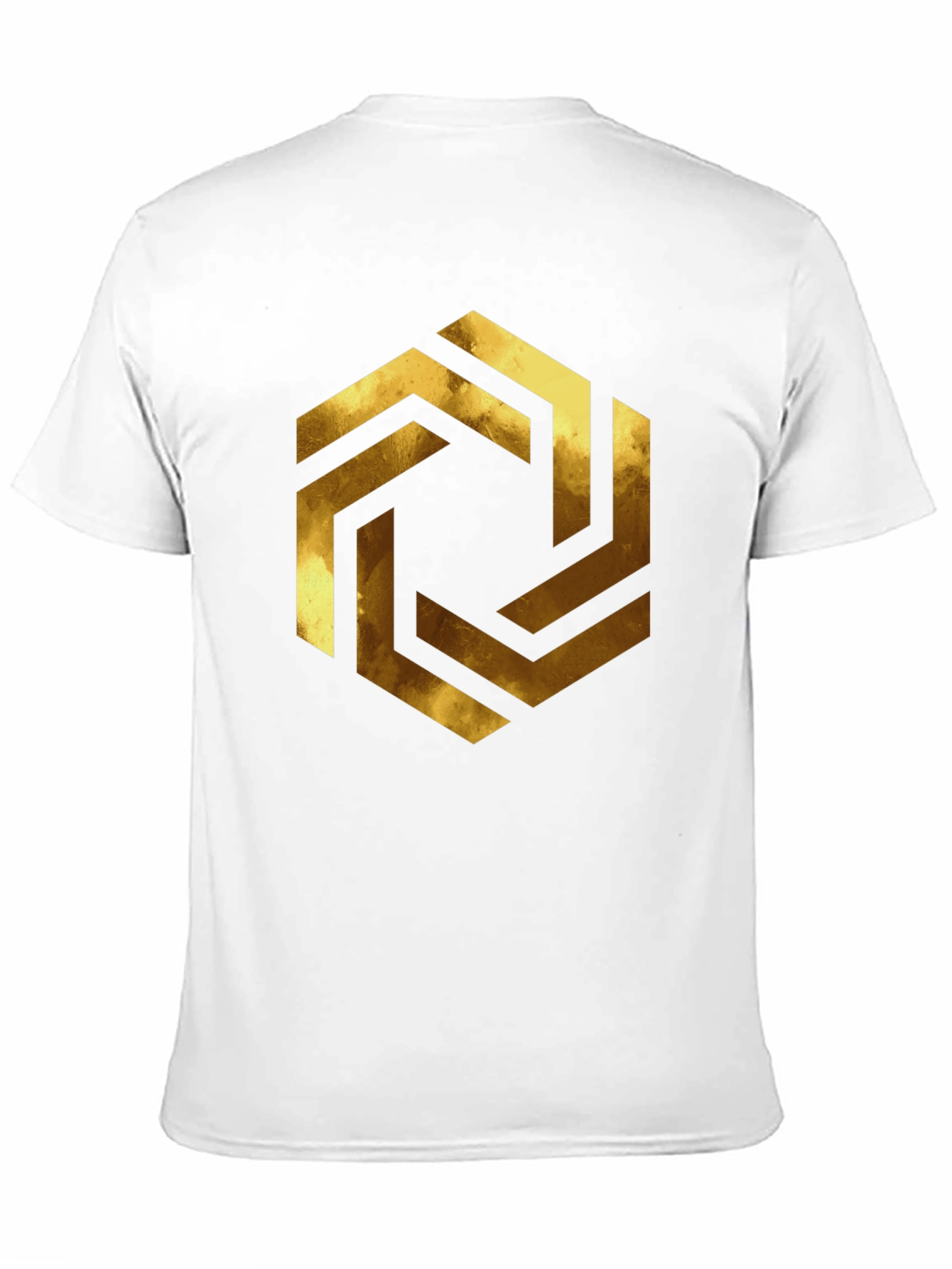 Abstract Geometric Gold Design Black T-Shirt
