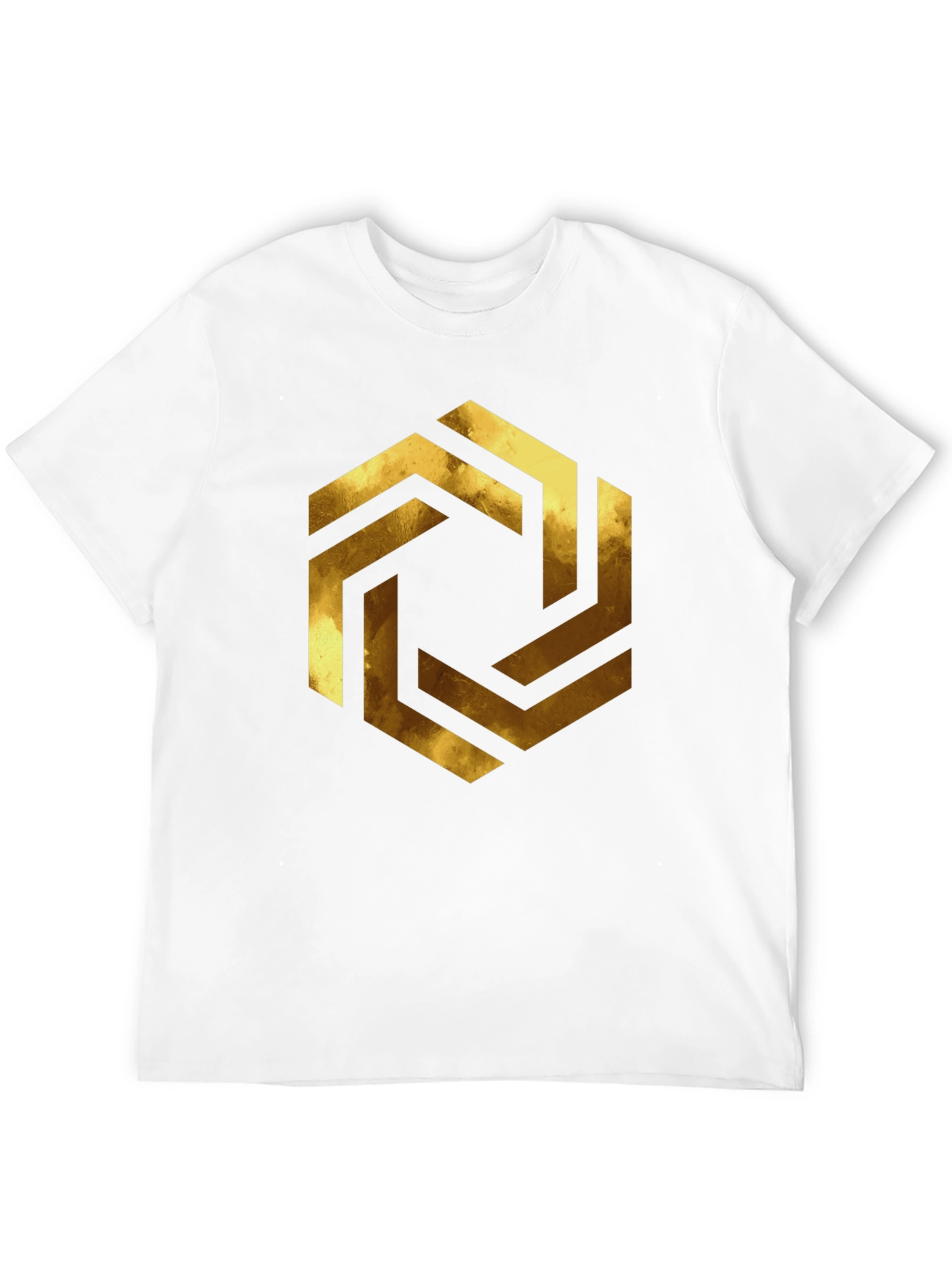 Abstract Geometric Gold Design Black T-Shirt
