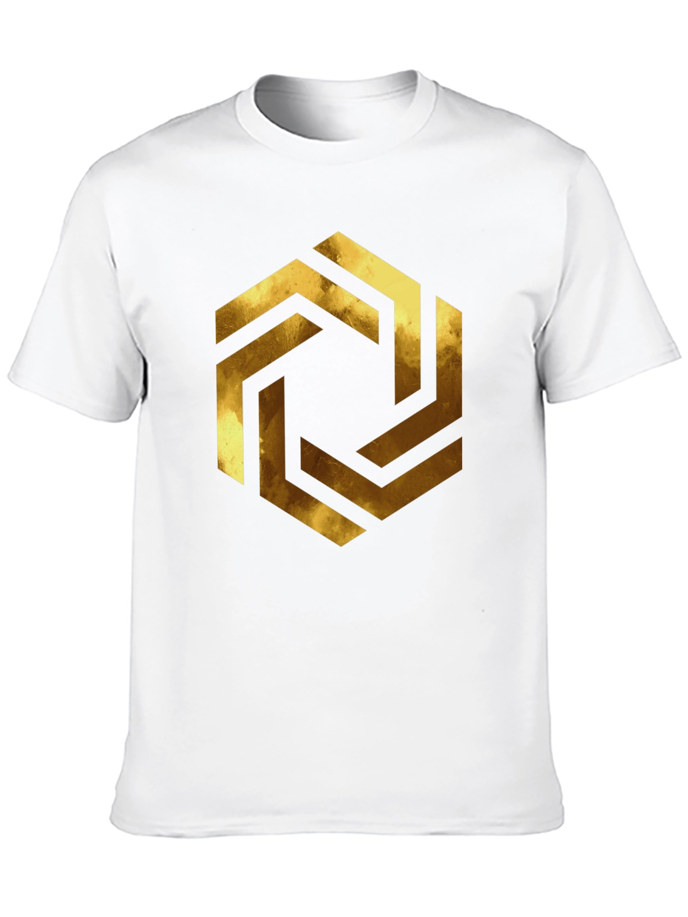 Abstract Geometric Gold Design Black T-Shirt
