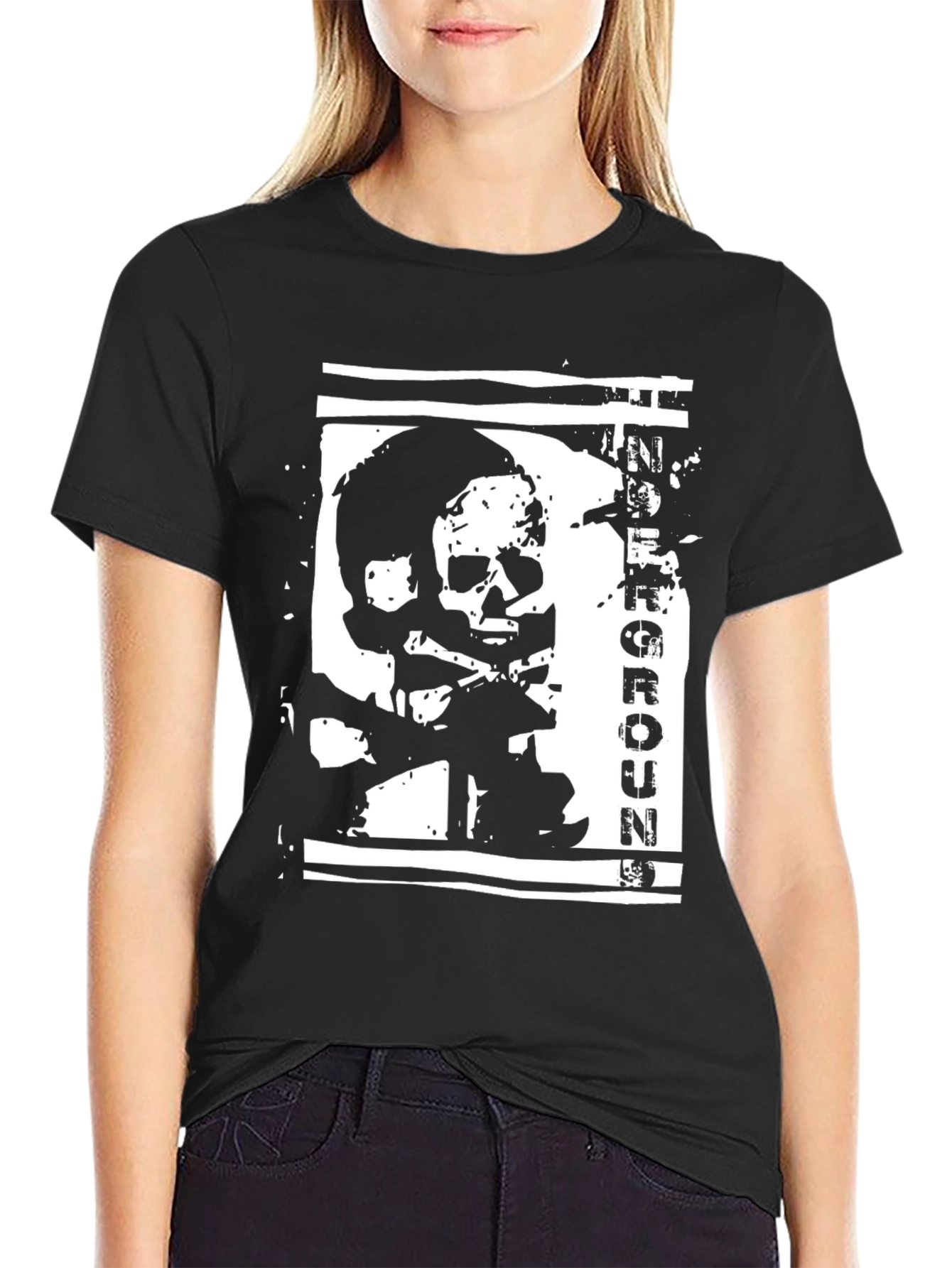 Underground Skull Graphic Black T-Shirt