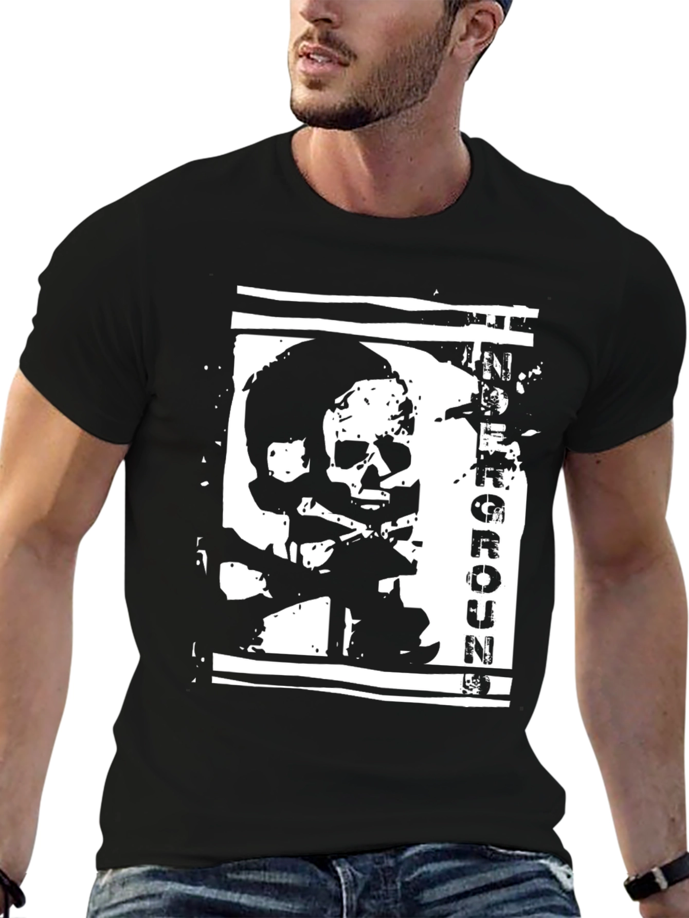 Underground Skull Graphic Black T-Shirt