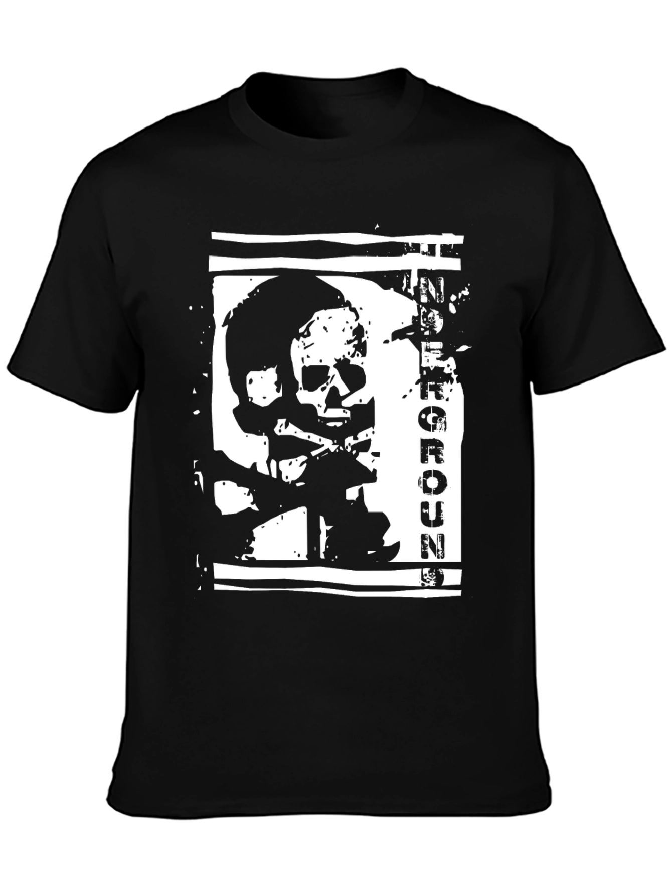 Underground Skull Graphic Black T-Shirt