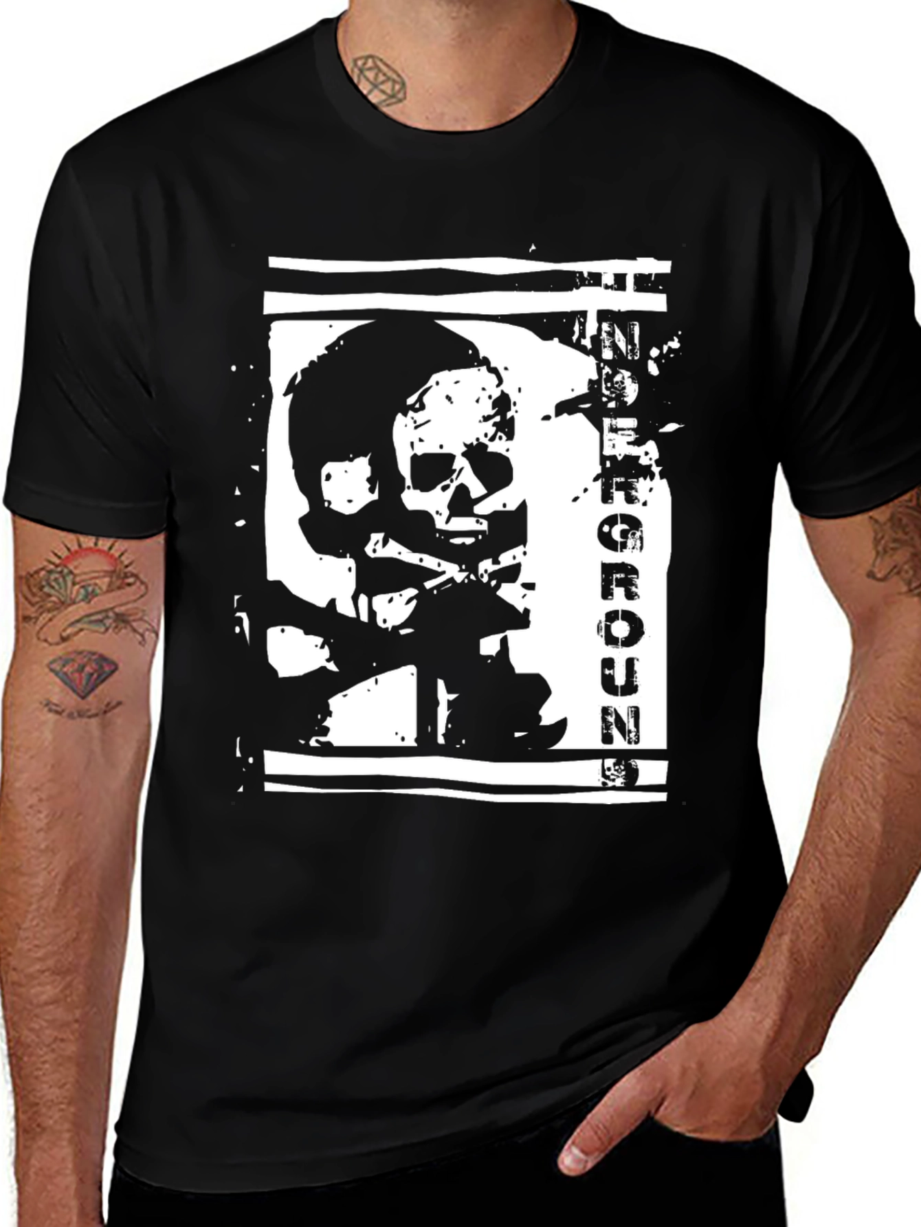 Underground Skull Graphic Black T-Shirt