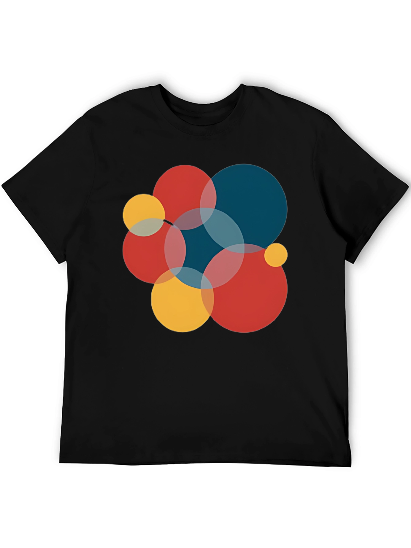 Modern Geometric Circles Graphic Tee - Black