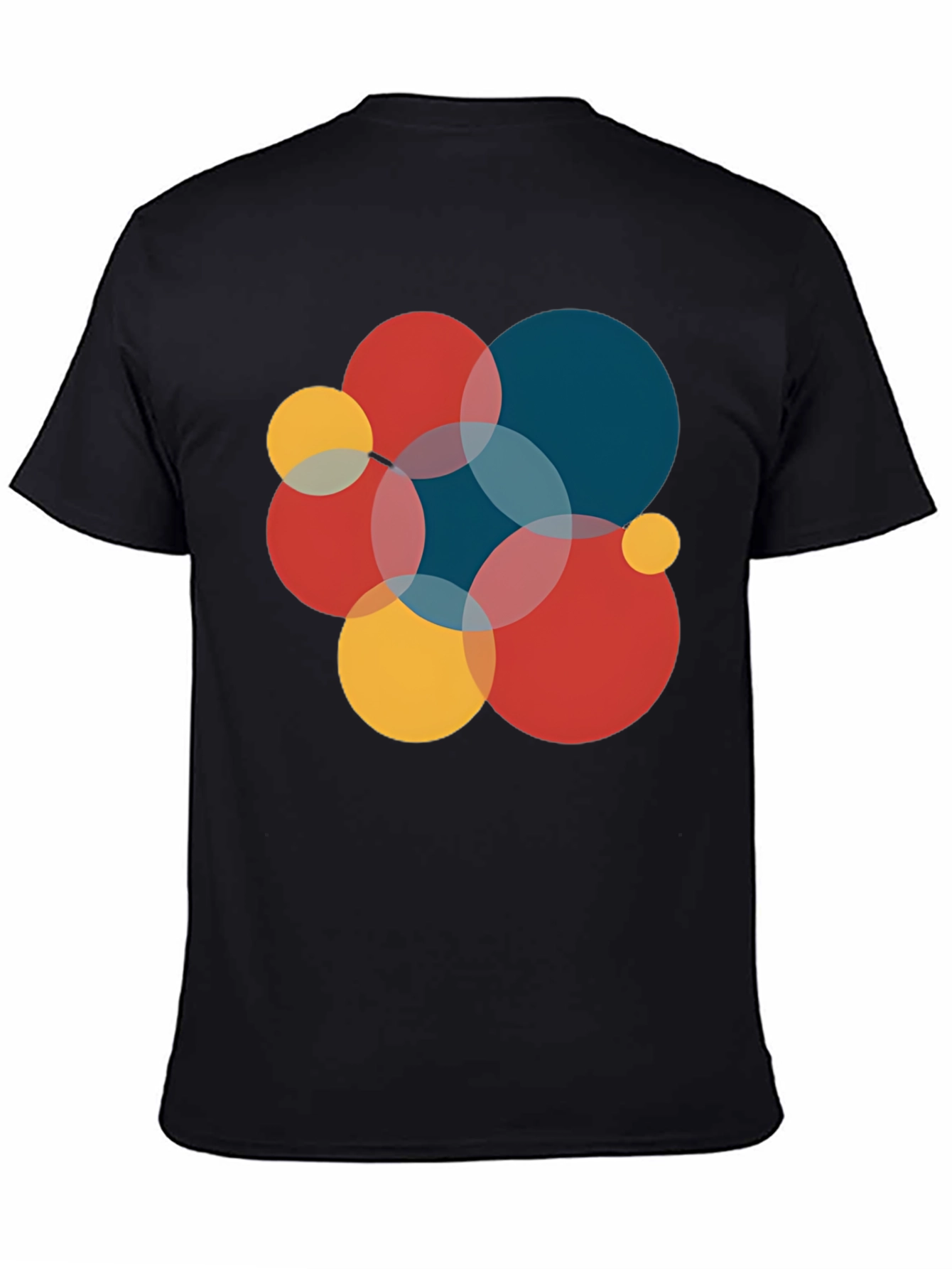 Modern Geometric Circles Graphic Tee - Black