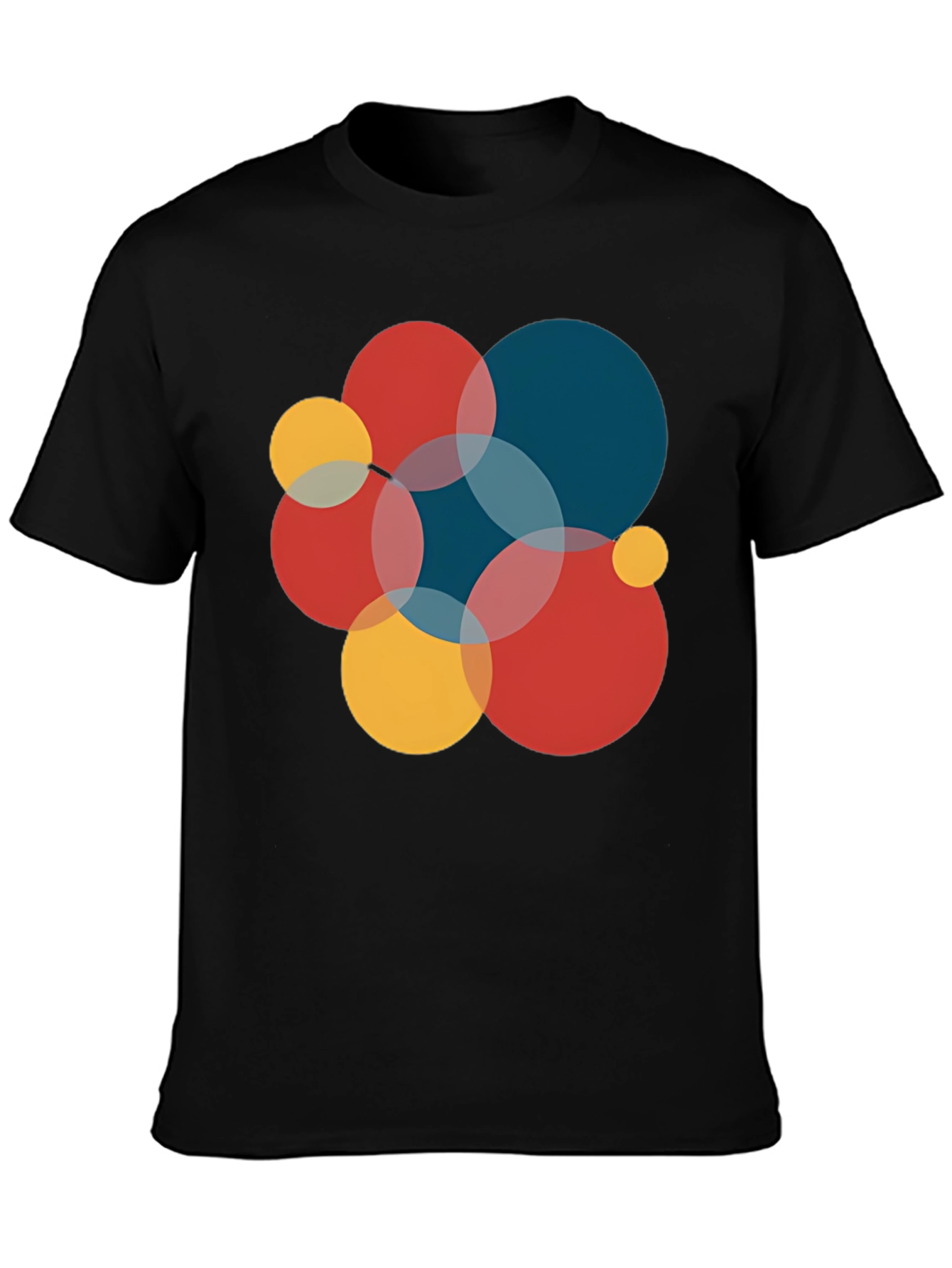 Modern Geometric Circles Graphic Tee - Black