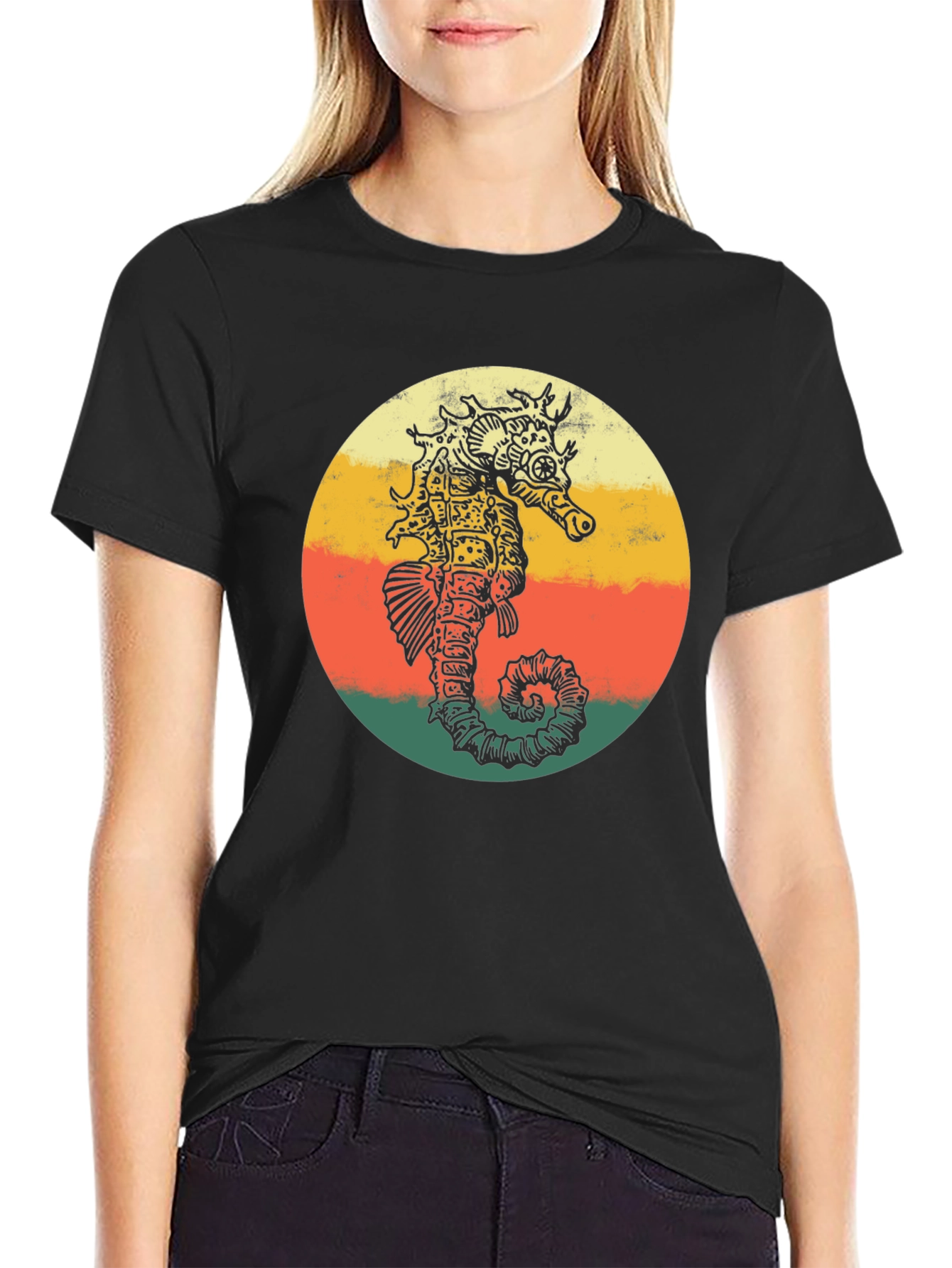 Retro Seahorse T-Shirt - Steampunk Style