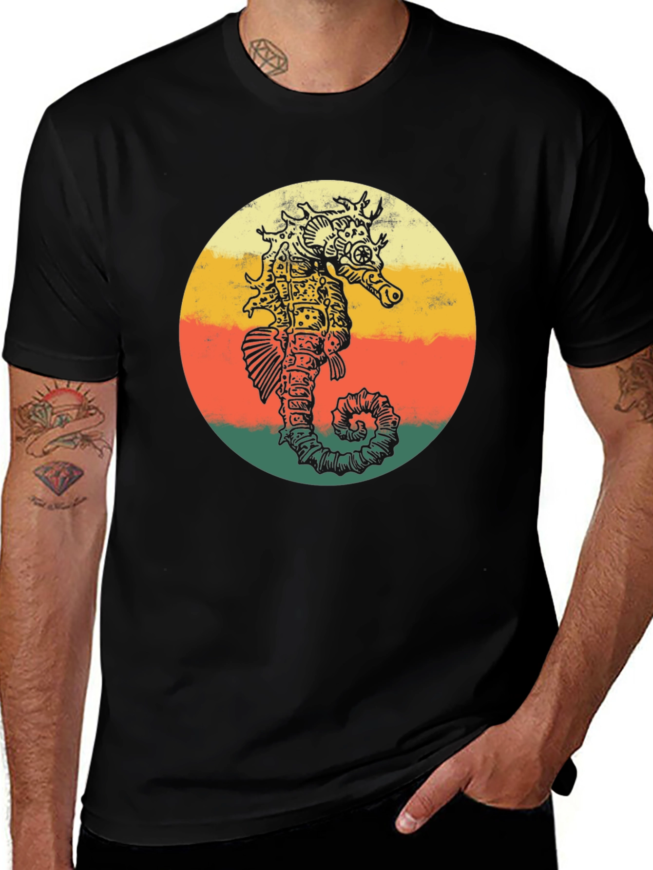 Retro Seahorse T-Shirt - Steampunk Style
