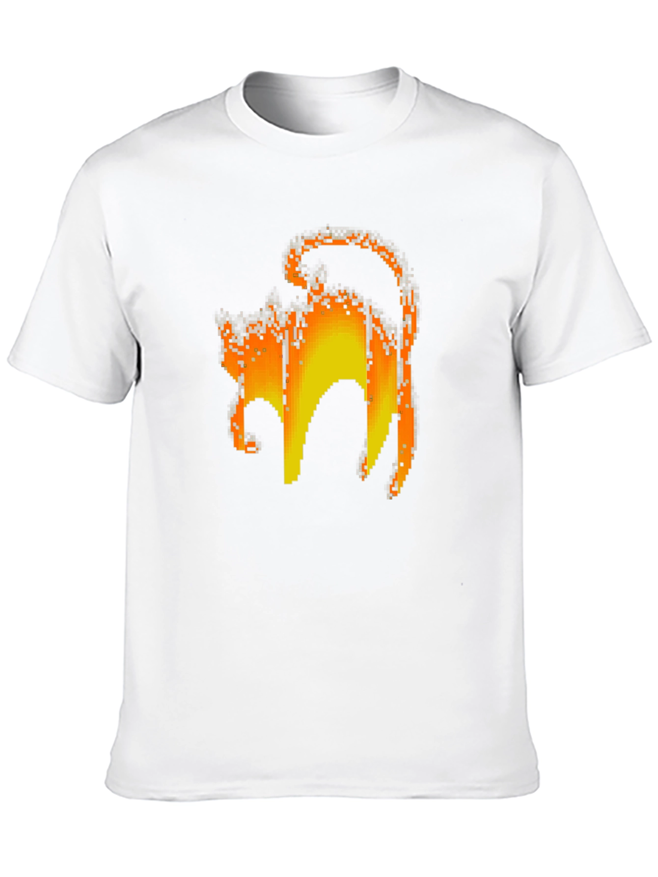 Pixelated Cat Graphic Tee - Retro Gamer Style Shirt