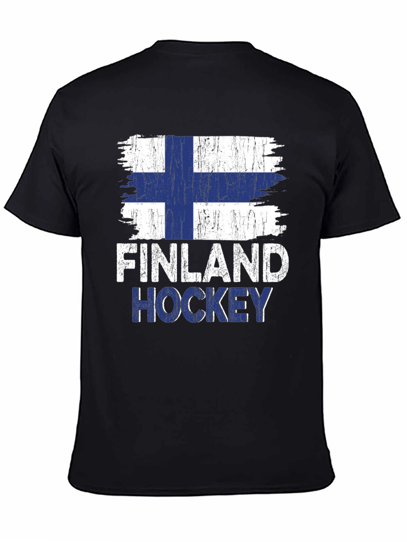 Finland Hockey Flag Graphic Tee - Black Cotton Shirt