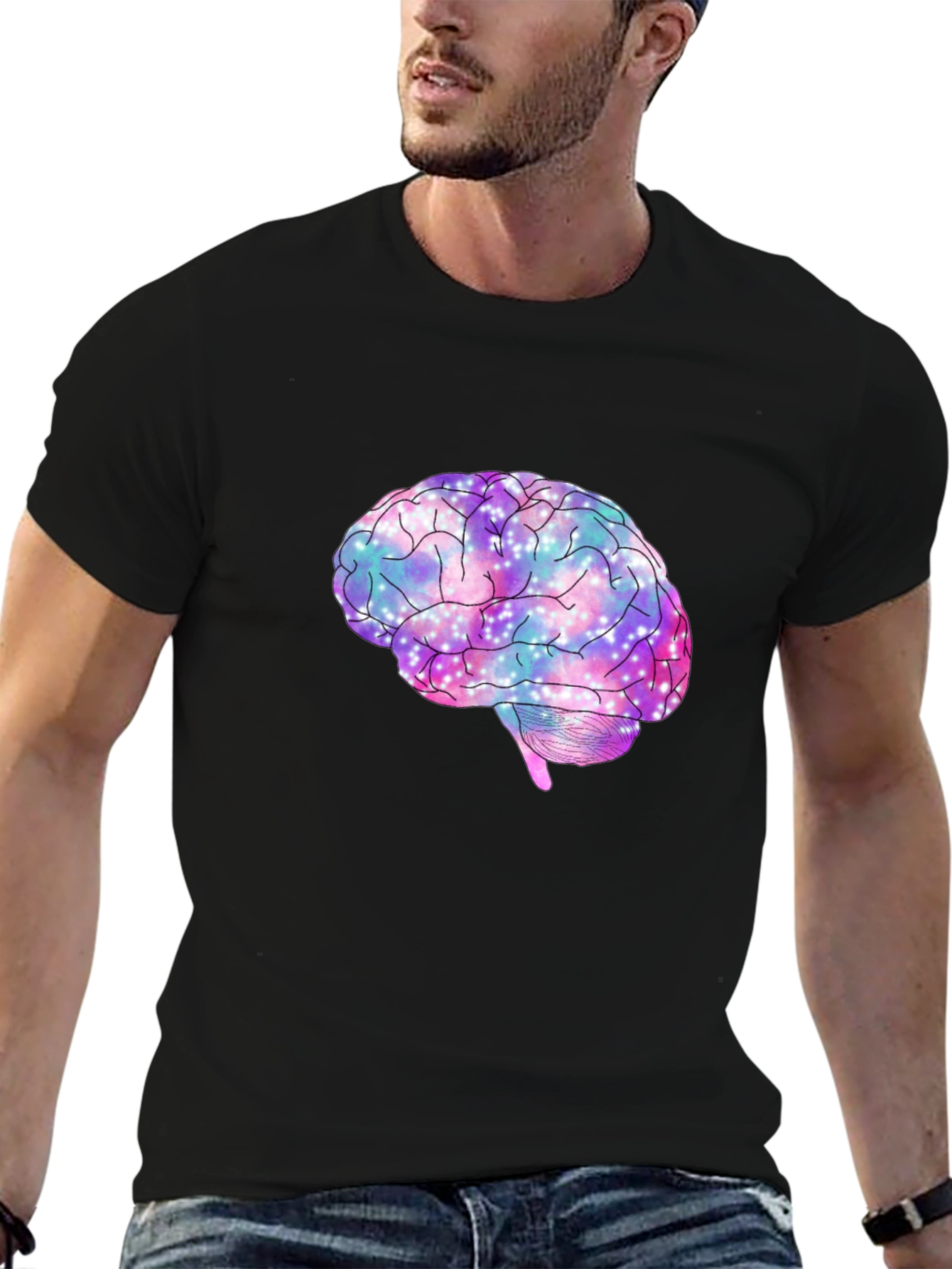 Galaxy Brain Graphic T-Shirt - Black