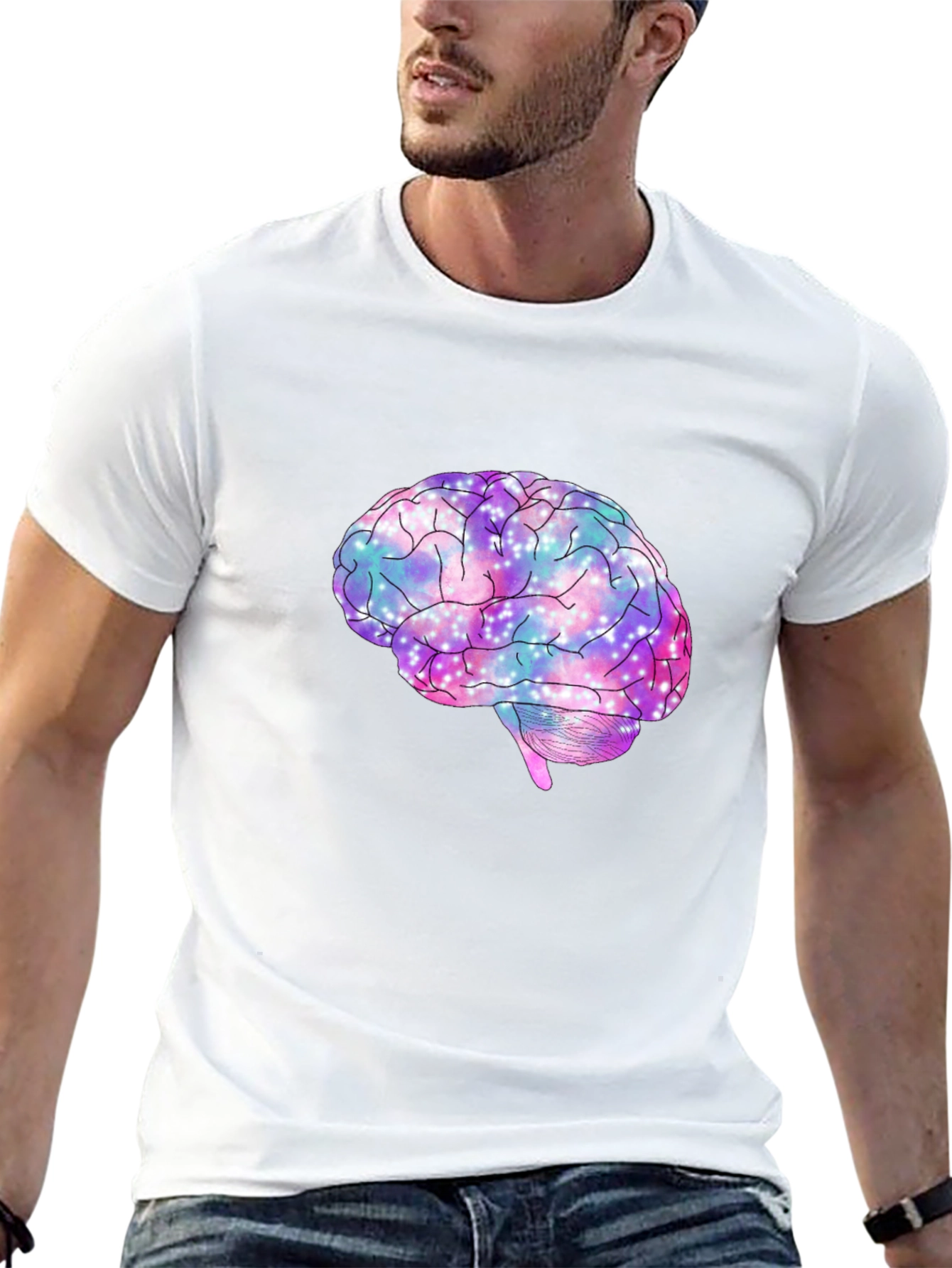 Galaxy Brain Graphic T-Shirt - Black