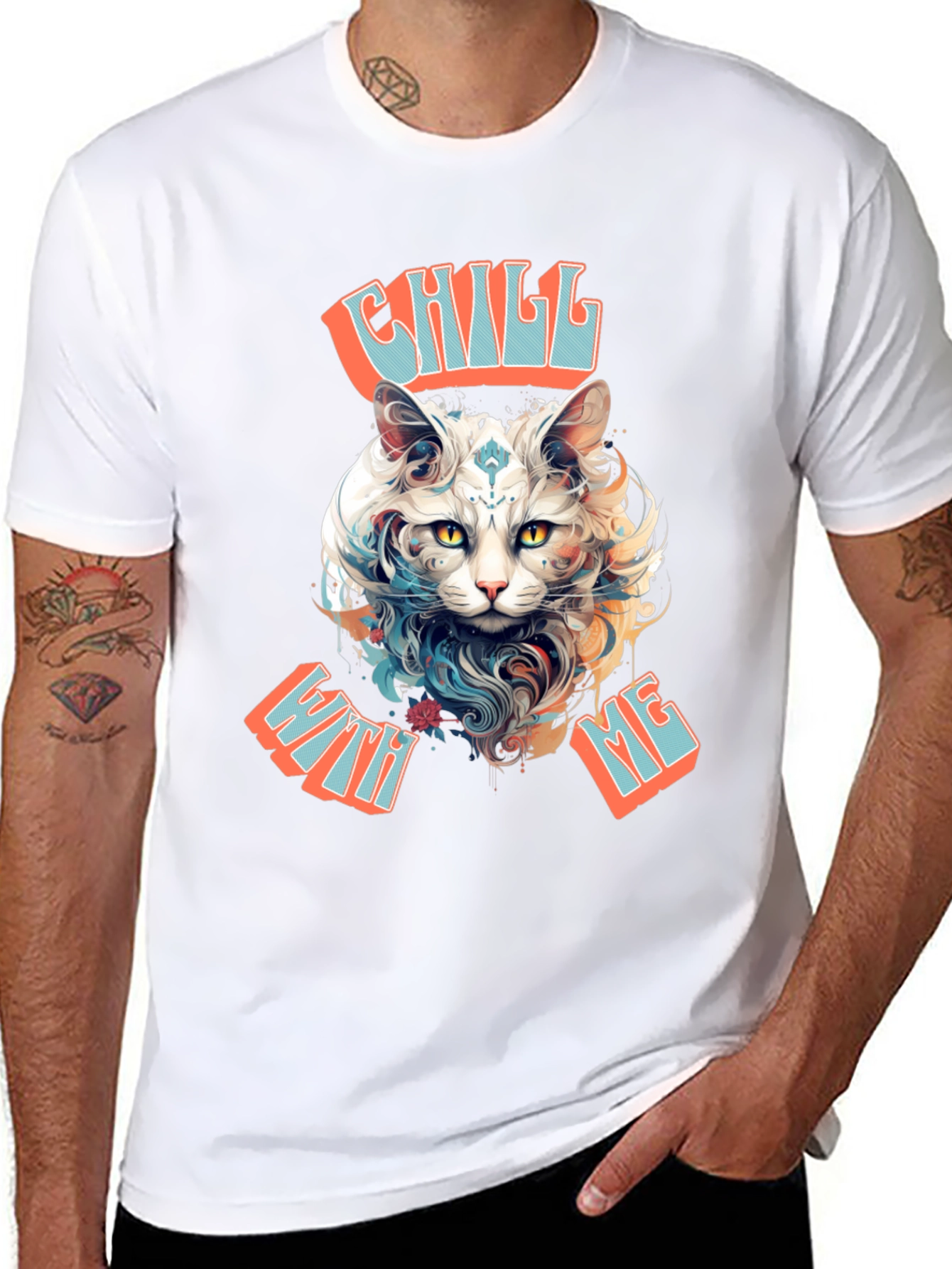 Chill With Me Cat Graphic Tee