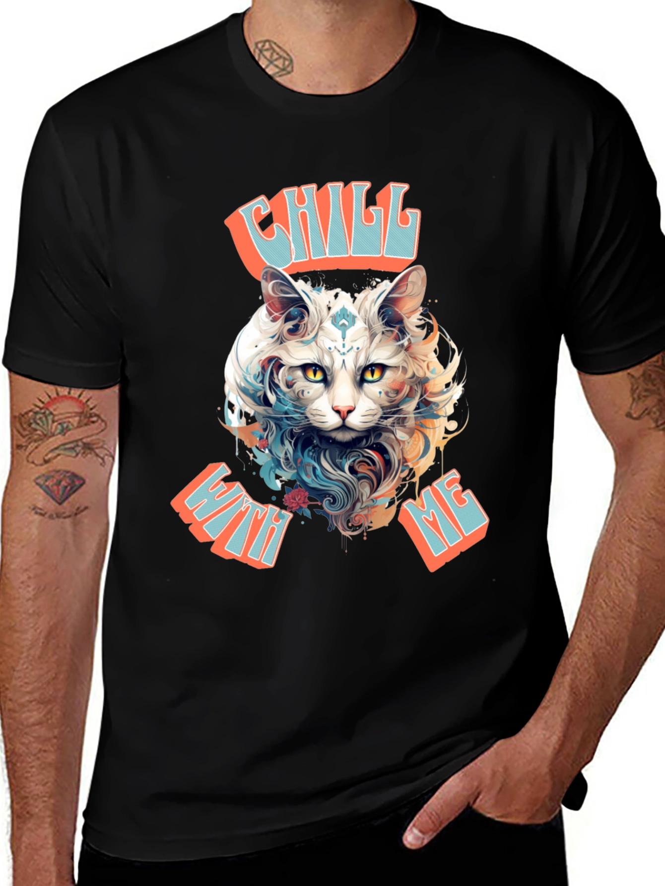 Chill With Me Cat Graphic Tee