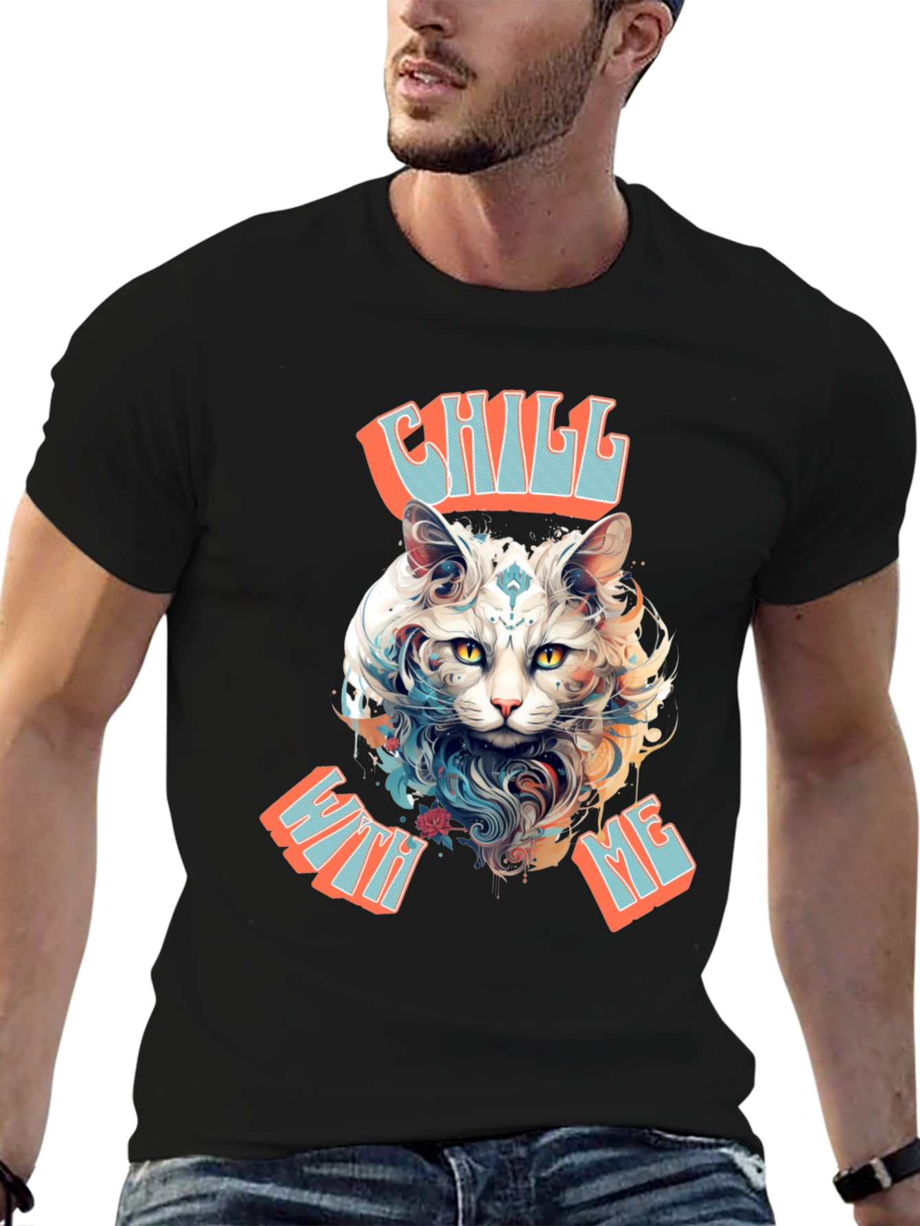 Chill With Me Cat Graphic Tee