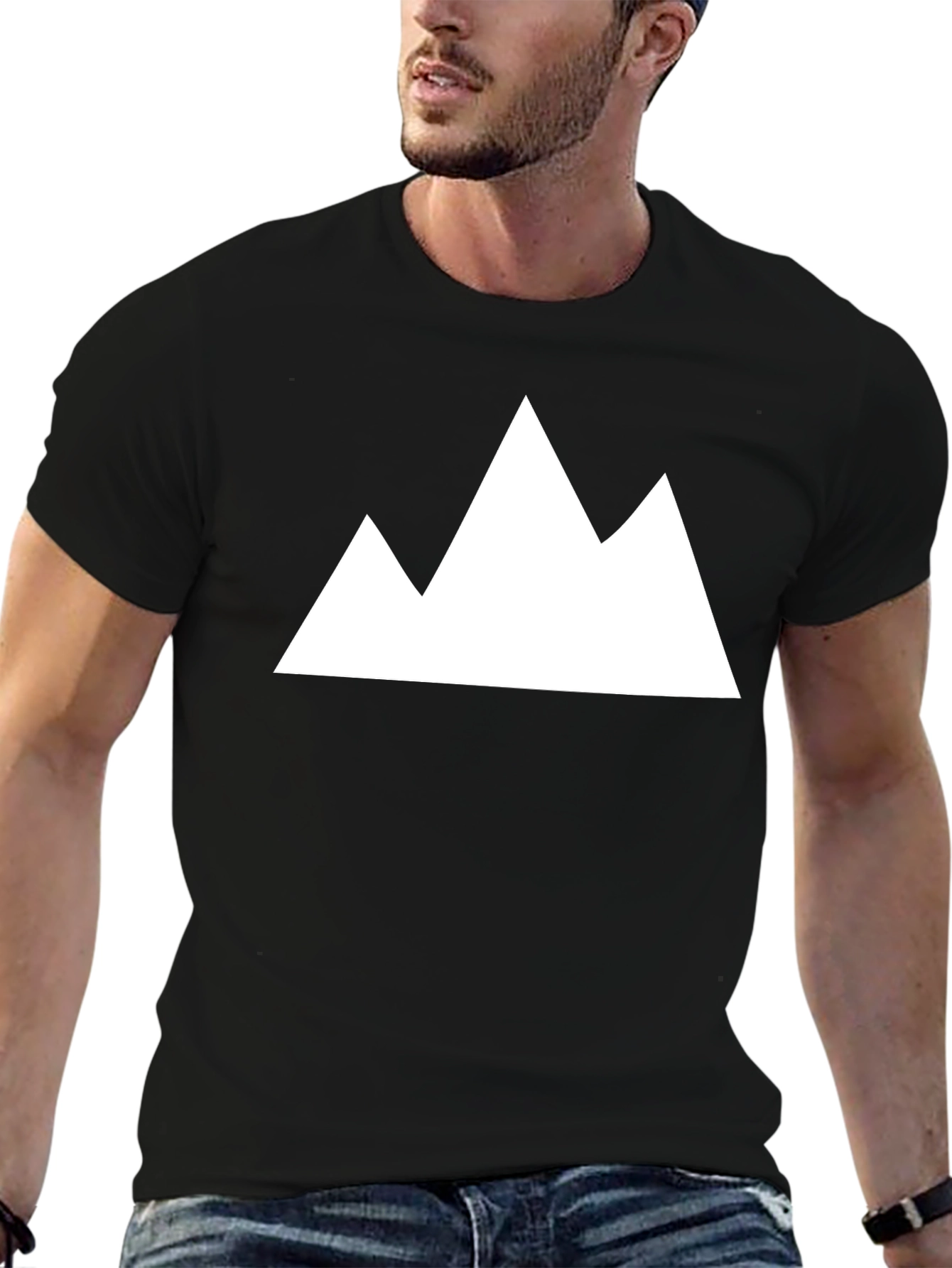 Minimalist Mountain Peak Graphic Tee - Black