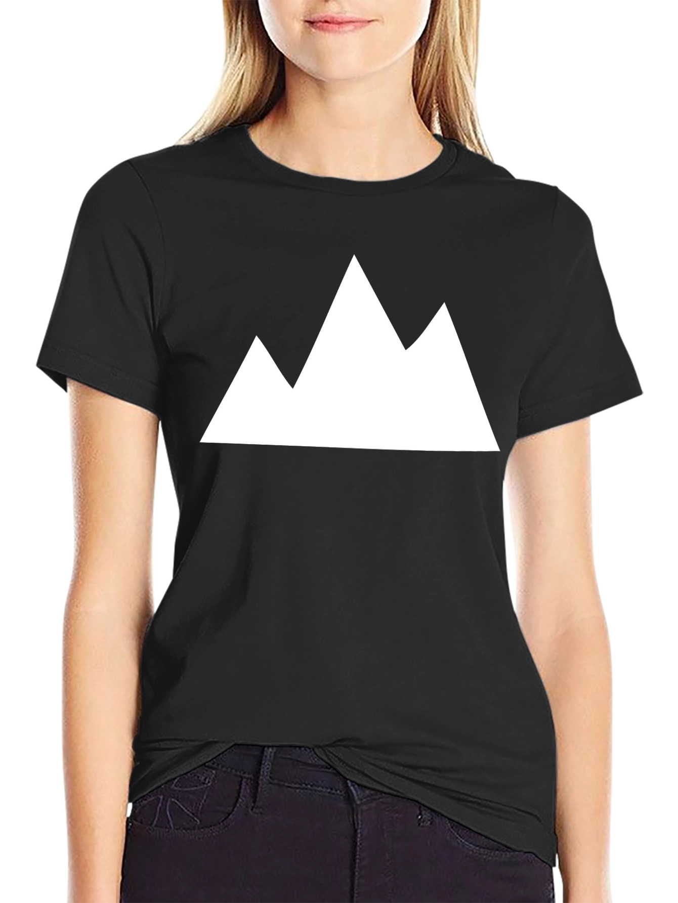 Minimalist Mountain Peak Graphic Tee - Black