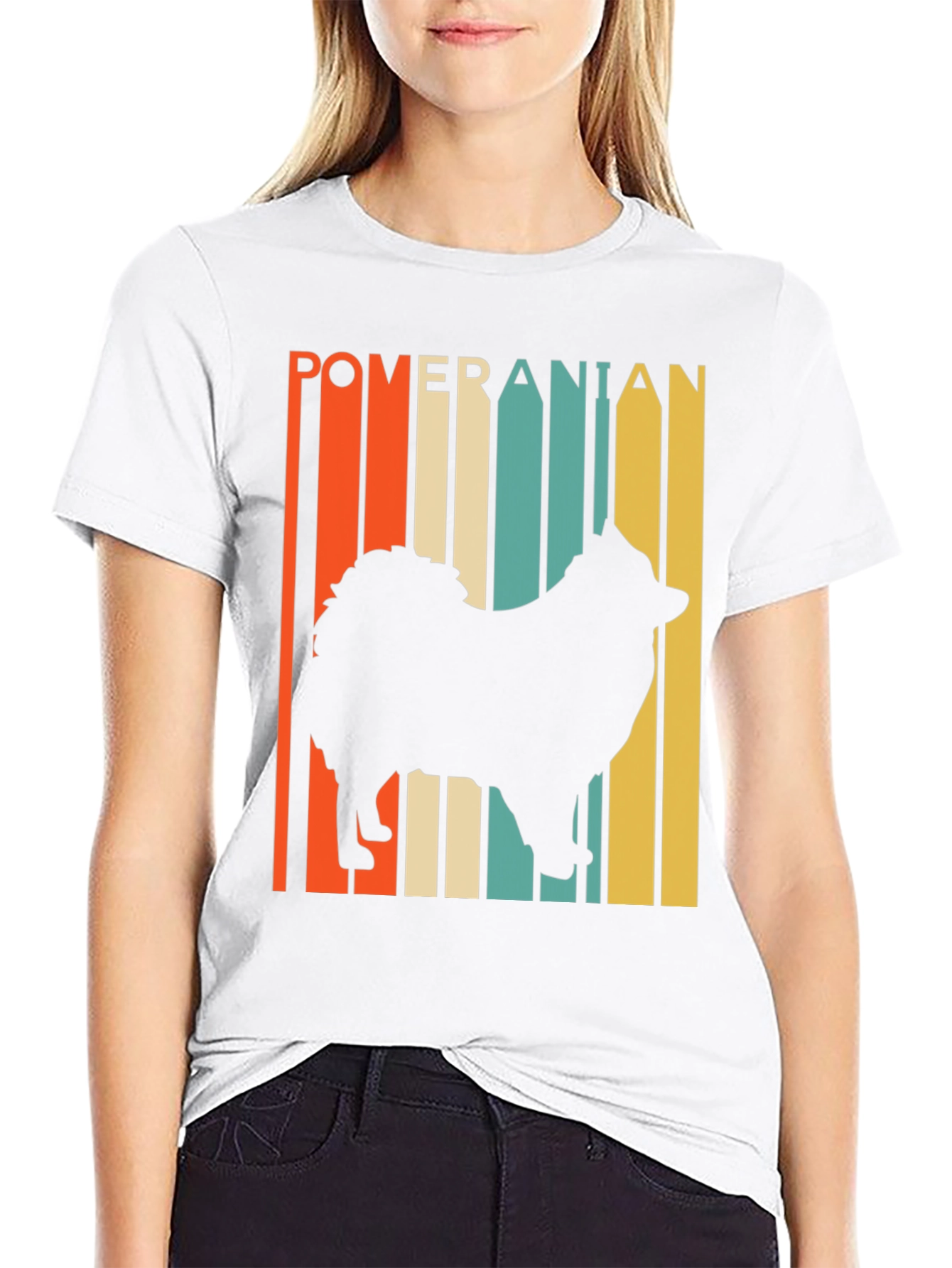 Pomeranian Silhouette Retro Graphic Tee