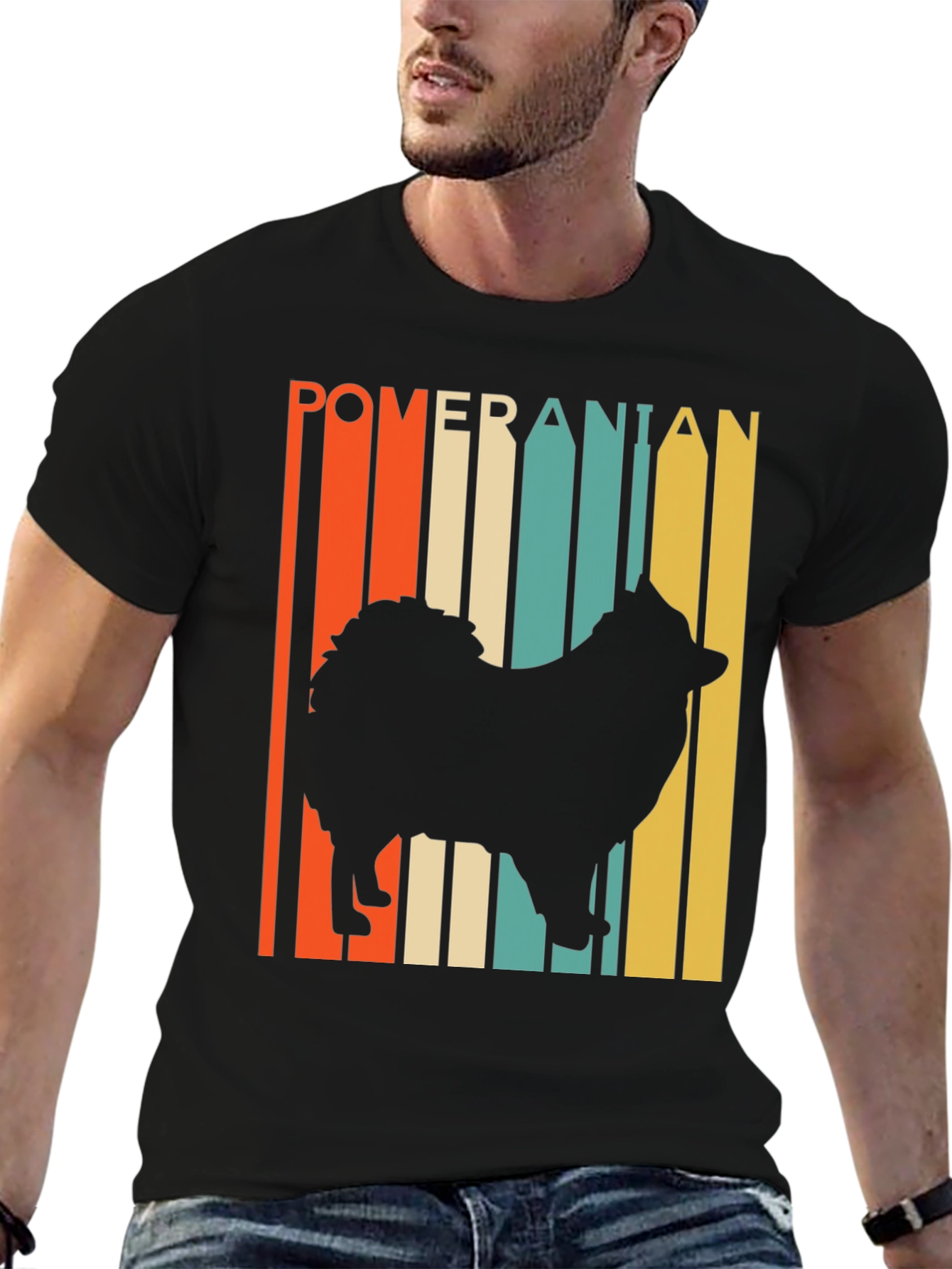 Pomeranian Silhouette Retro Graphic Tee