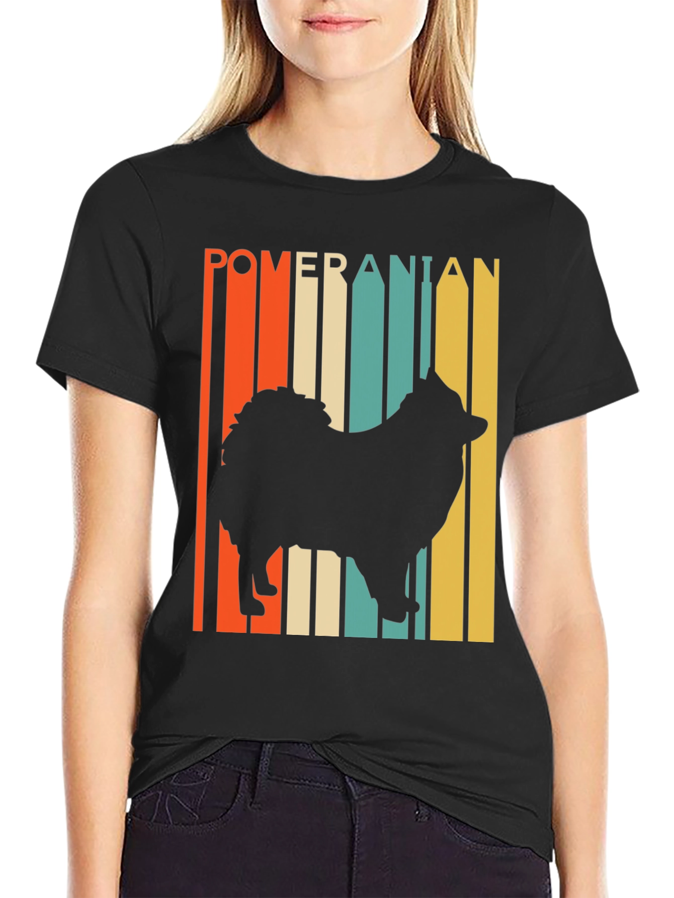 Pomeranian Silhouette Retro Graphic Tee