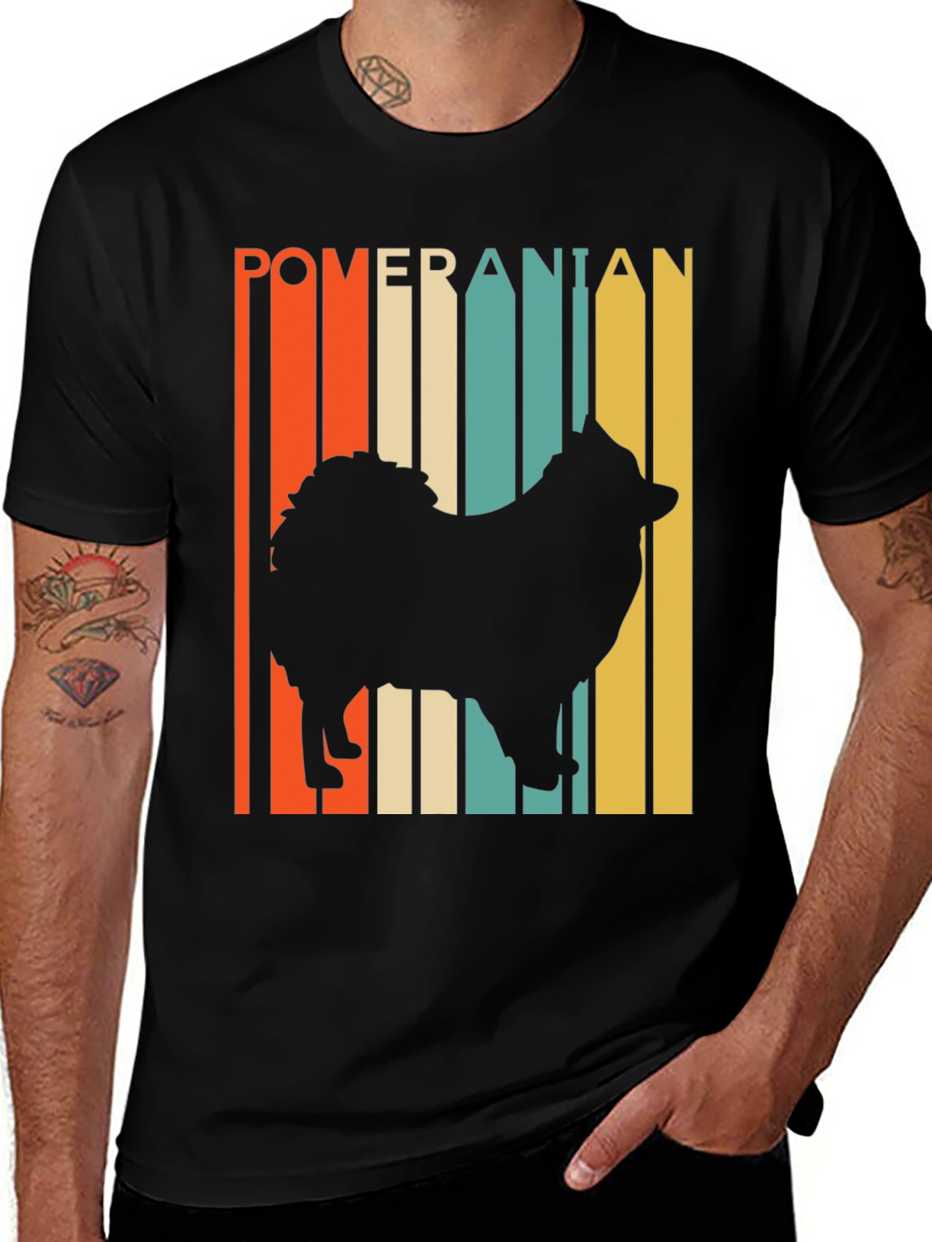Pomeranian Silhouette Retro Graphic Tee