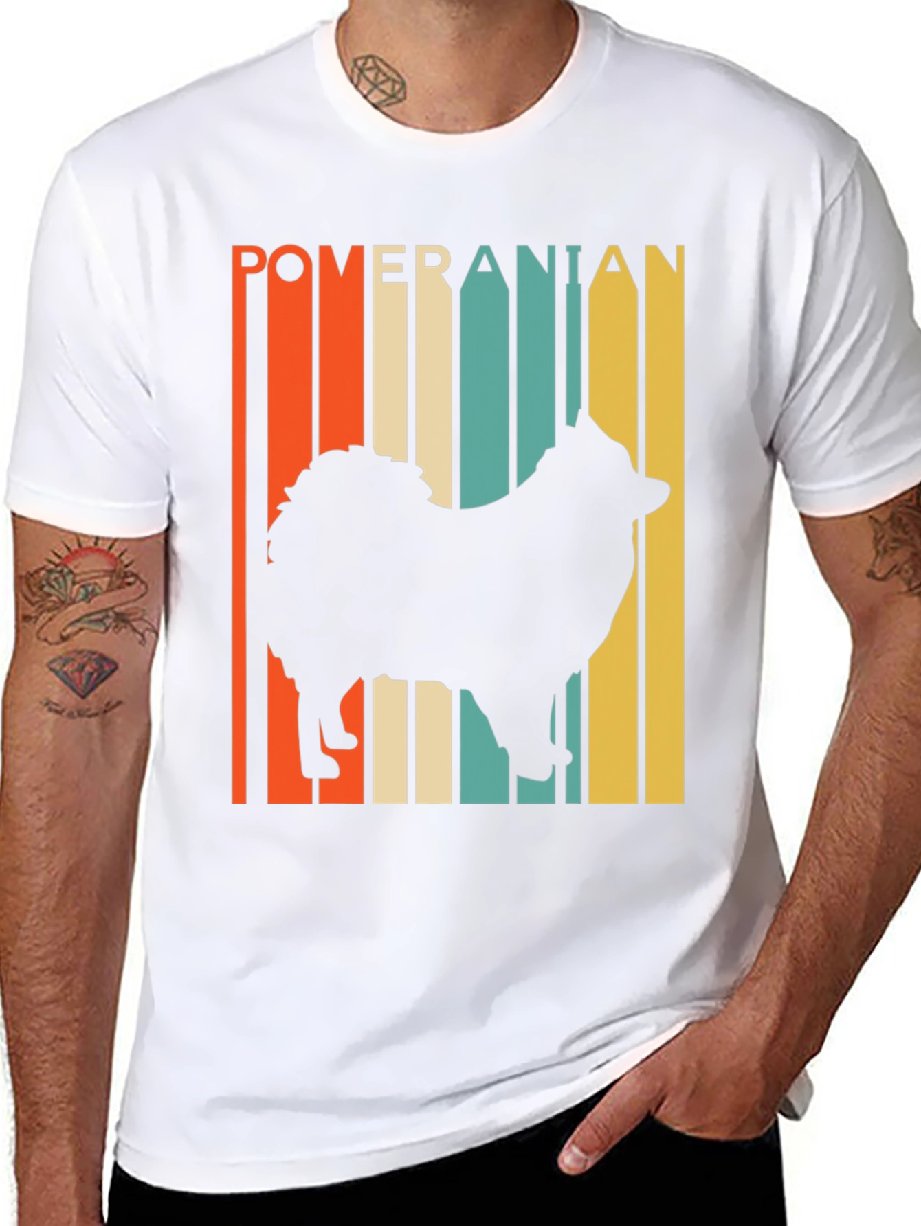 Pomeranian Silhouette Retro Graphic Tee