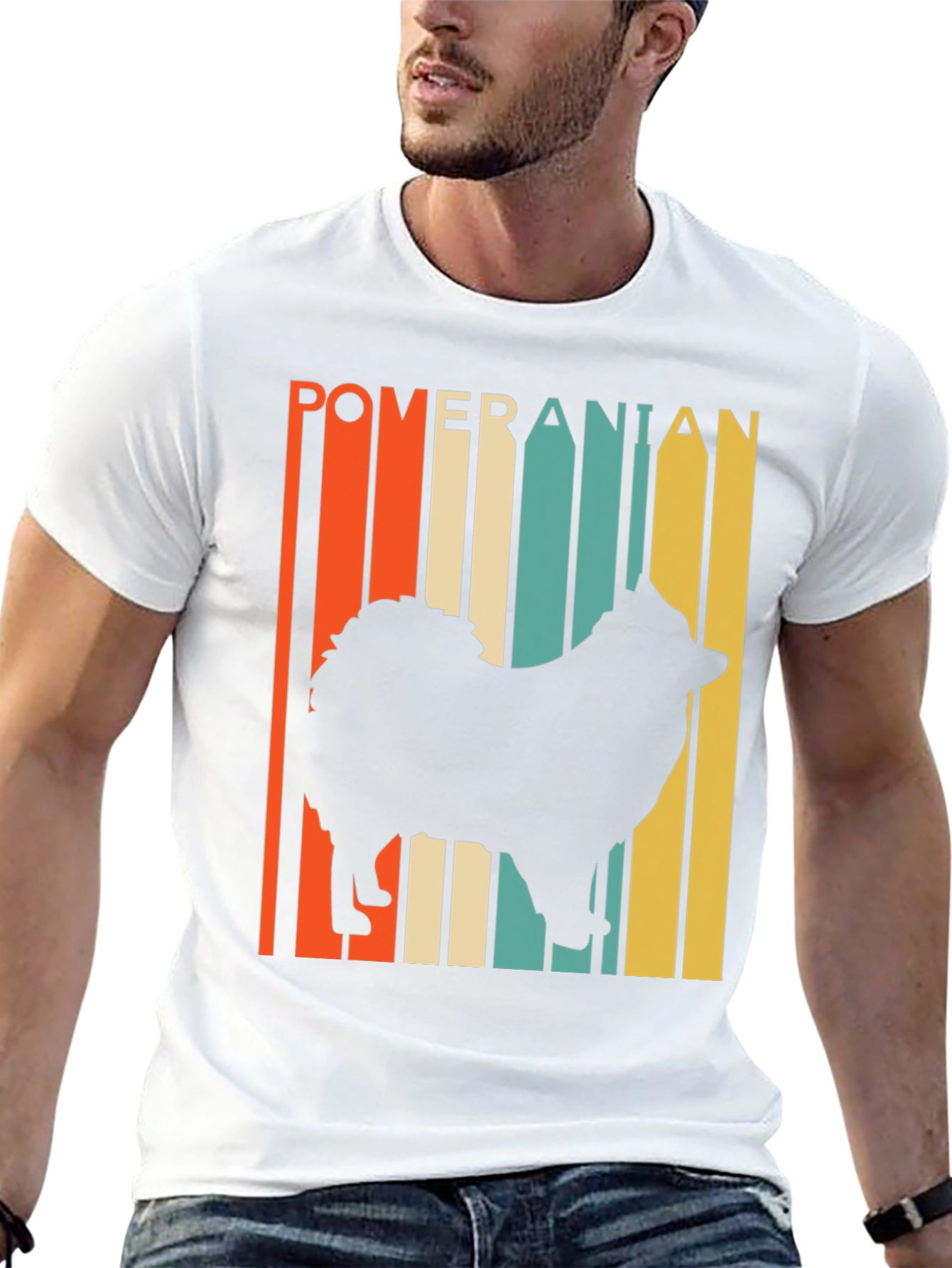 Pomeranian Silhouette Retro Graphic Tee
