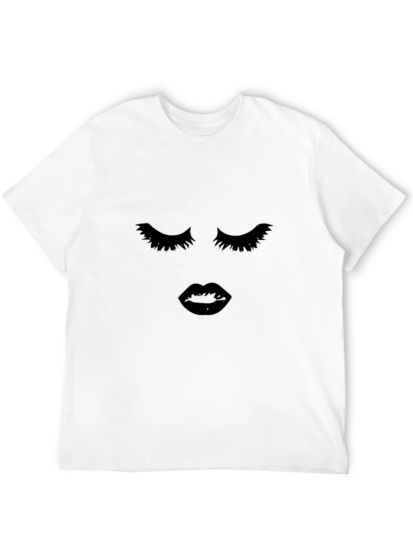 Glam Black Tee: Lashes & Lips Graphic Print