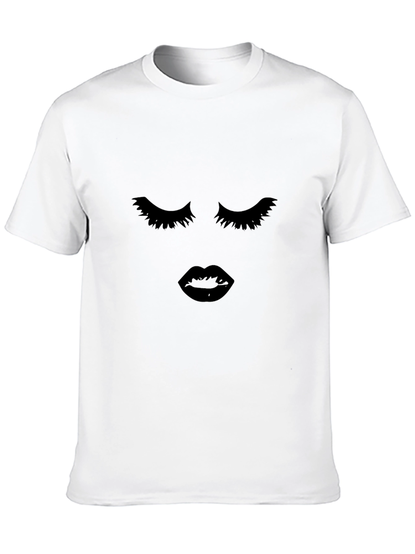 Glam Black Tee: Lashes & Lips Graphic Print
