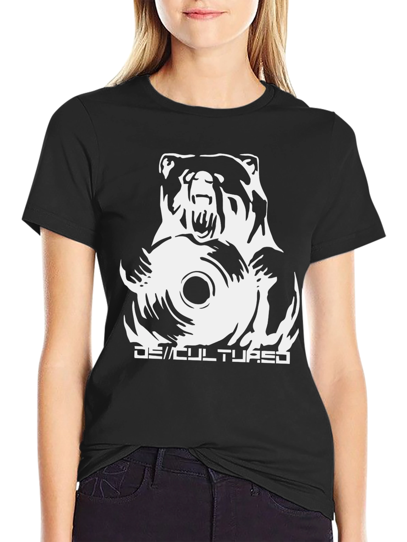 Bear DJ Graphic T-Shirt - Black Cotton Tee