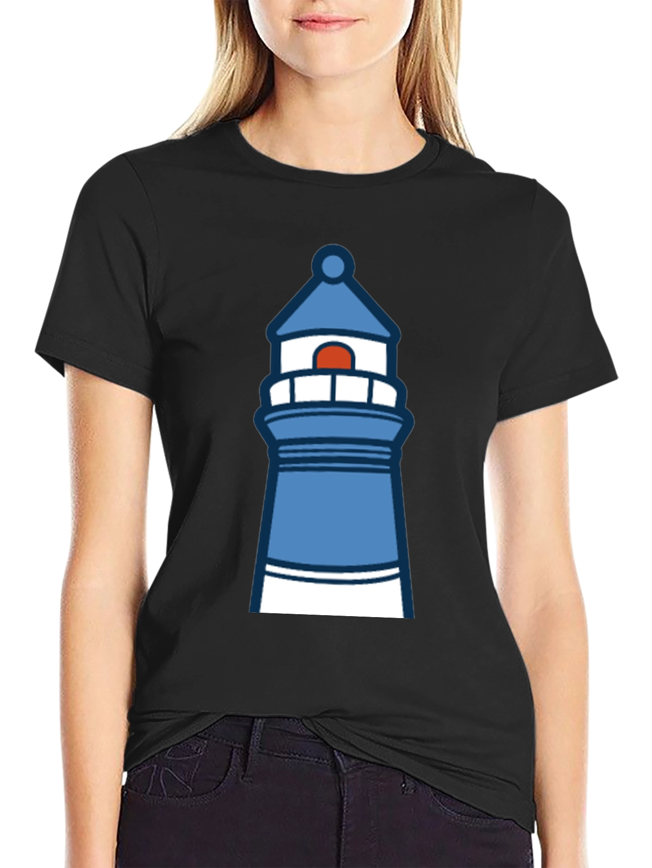 Lighthouse Graphic T-Shirt - Black Cotton Tee
