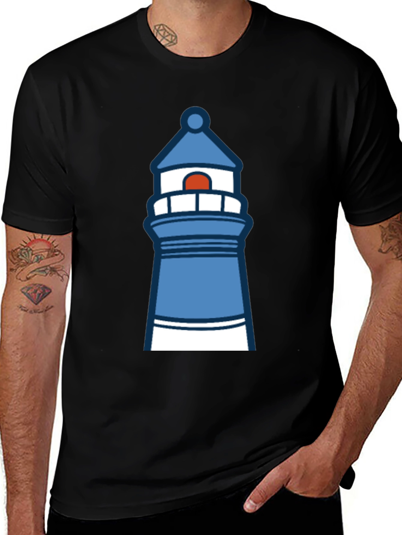 Lighthouse Graphic T-Shirt - Black Cotton Tee