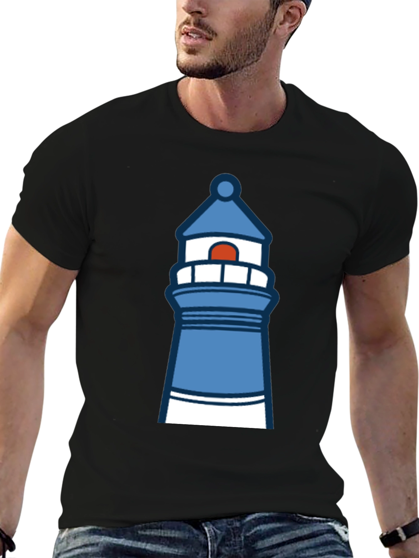 Lighthouse Graphic T-Shirt - Black Cotton Tee