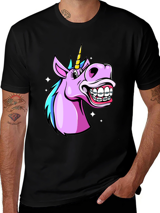 Unicorn Braces Graphic Tee - Funny Cartoon T-Shirt