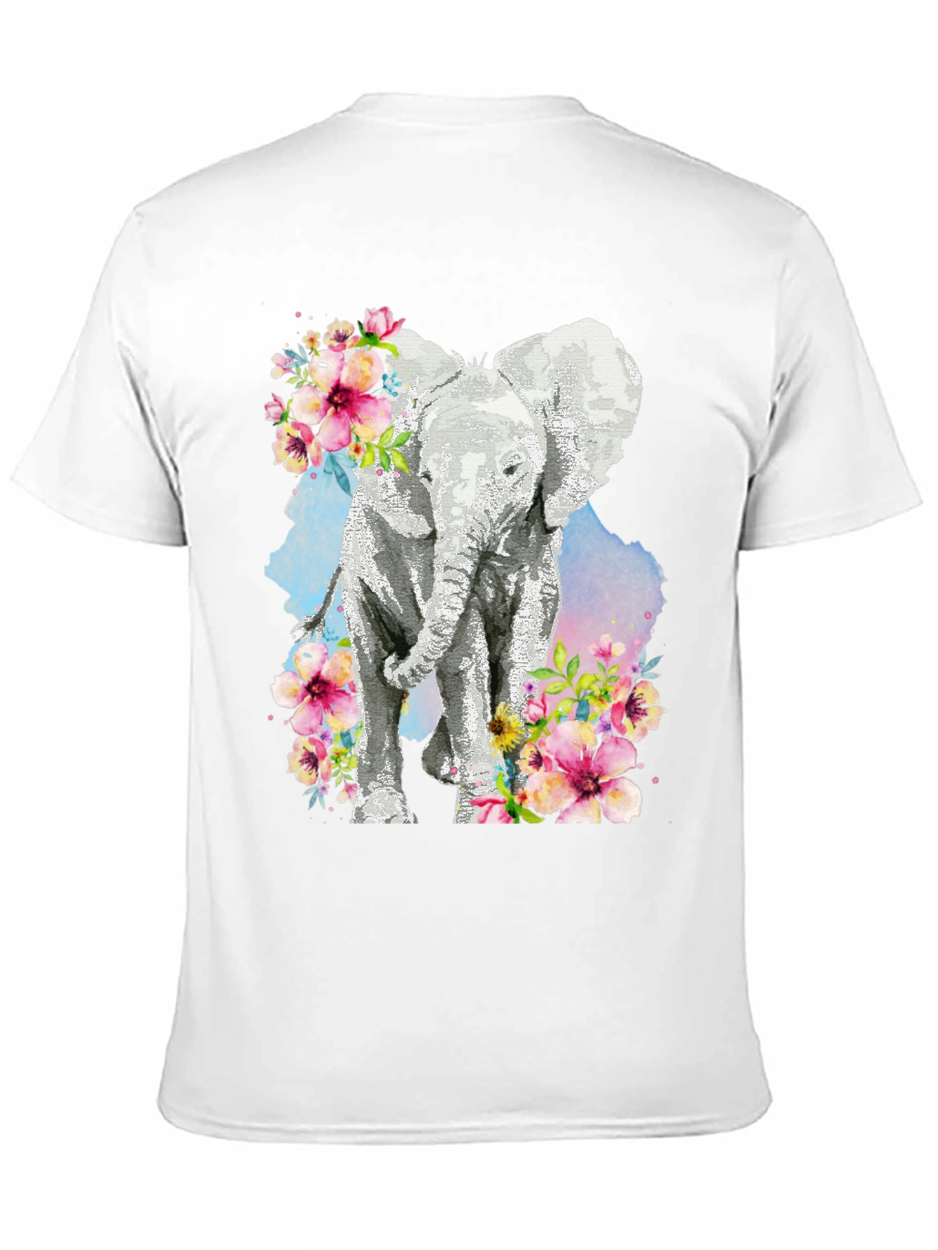 Elephant Floral Graphic Tee - Black