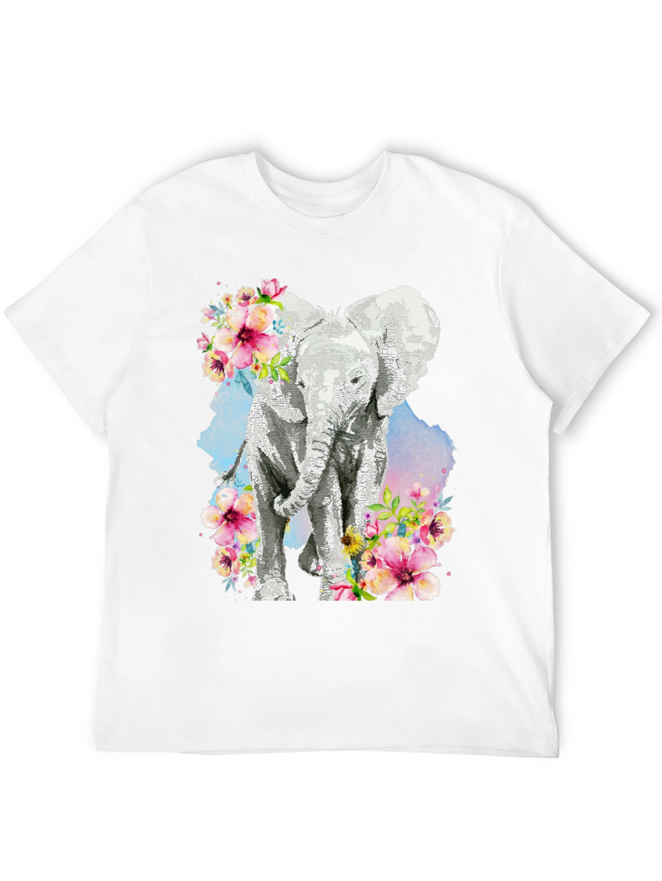 Elephant Floral Graphic Tee - Black