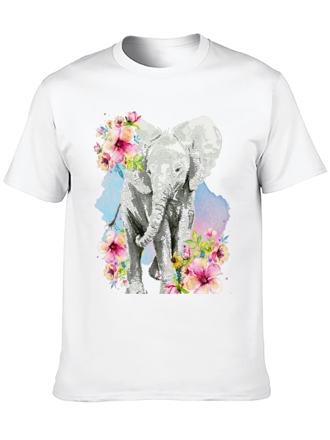Elephant Floral Graphic Tee - Black
