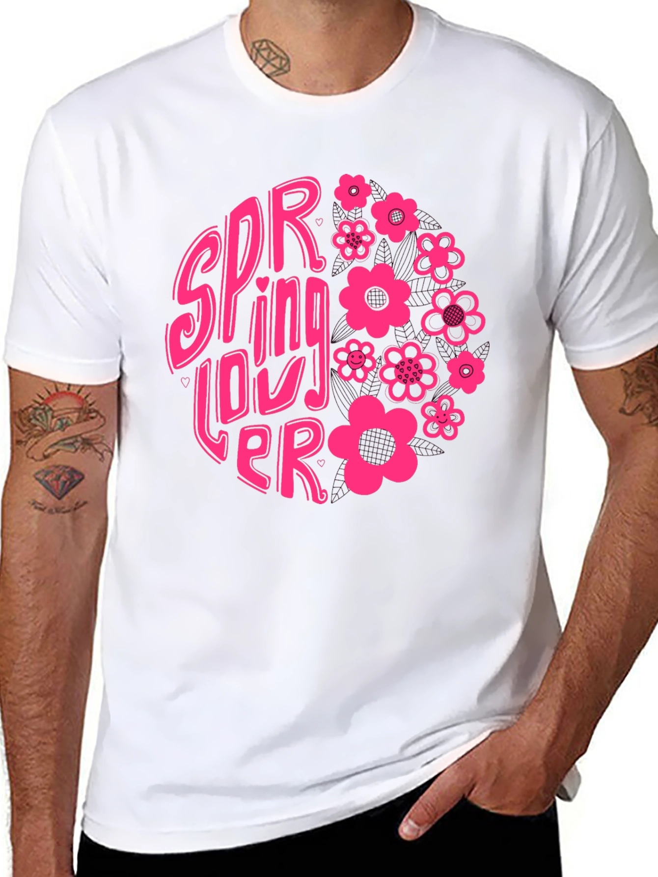 Spring Lover Graphic T-Shirt - Black