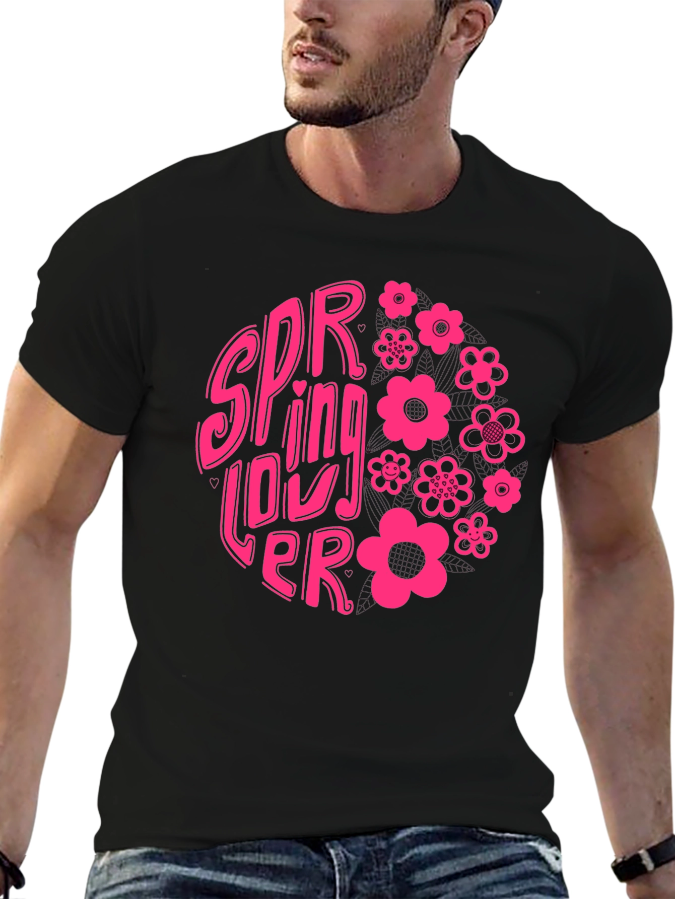 Spring Lover Graphic T-Shirt - Black