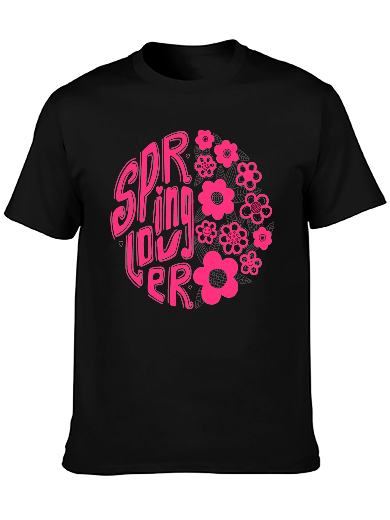 Spring Lover Graphic T-Shirt - Black
