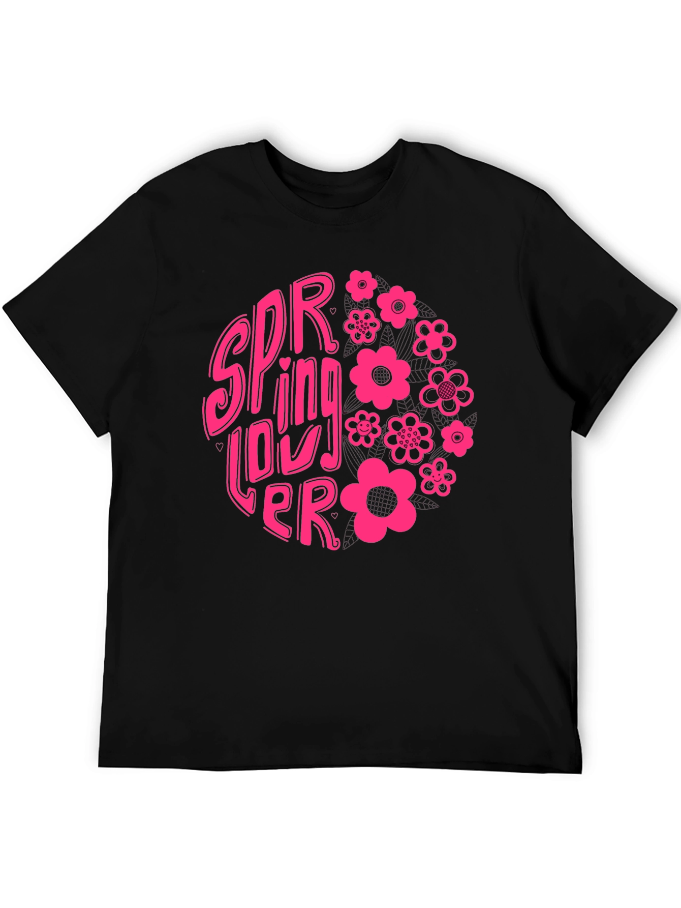Spring Lover Graphic T-Shirt - Black