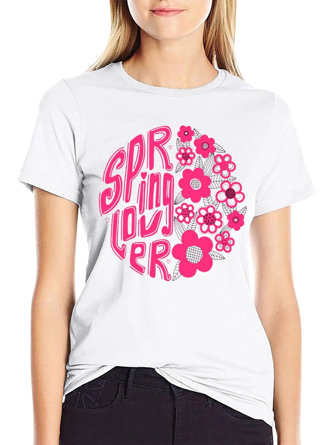 Spring Lover Graphic T-Shirt - Black