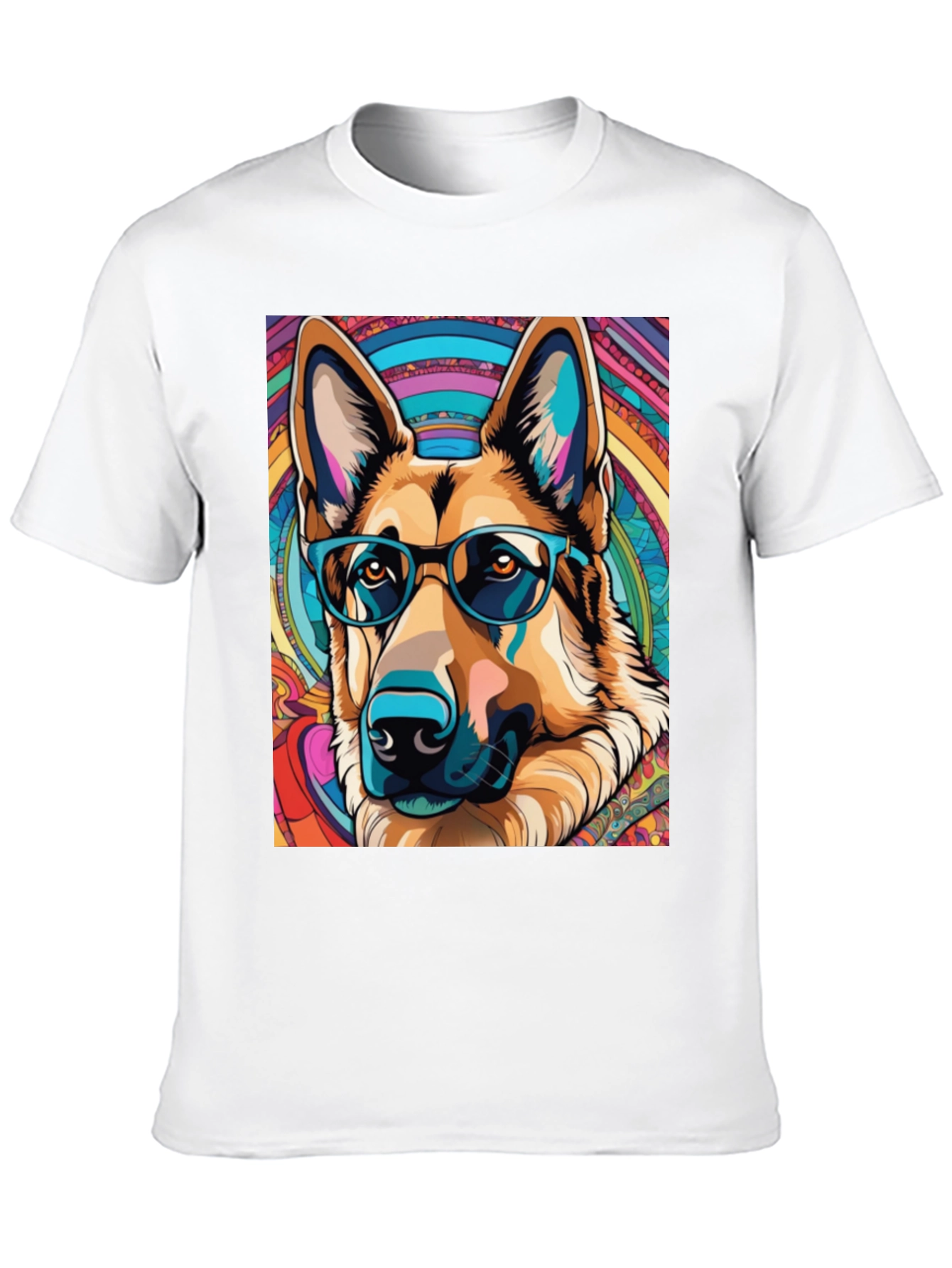 Dog Lovers Graphic Tee - German Shepherd in Glasses