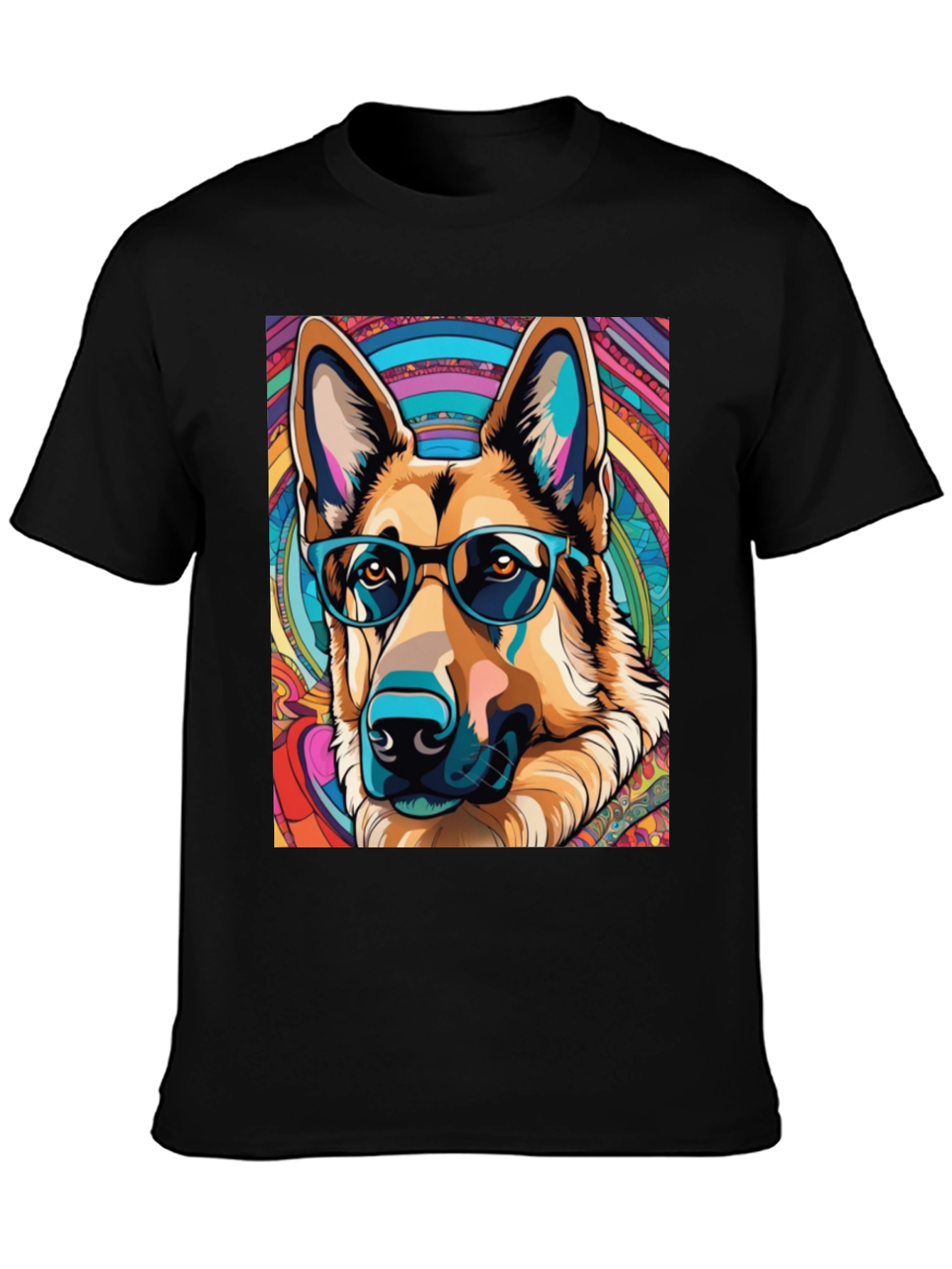 Dog Lovers Graphic Tee - German Shepherd in Glasses