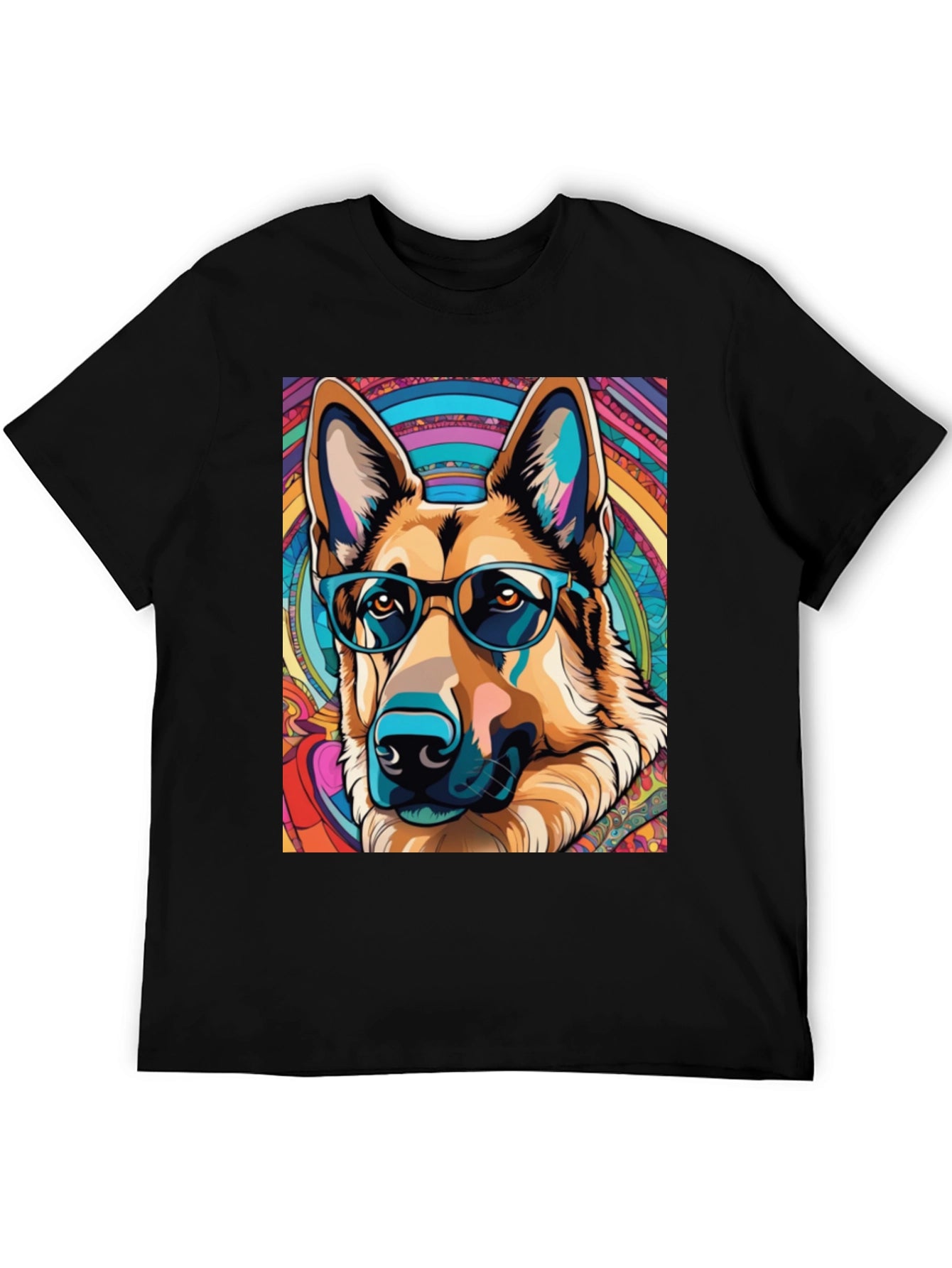 Dog Lovers Graphic Tee - German Shepherd in Glasses