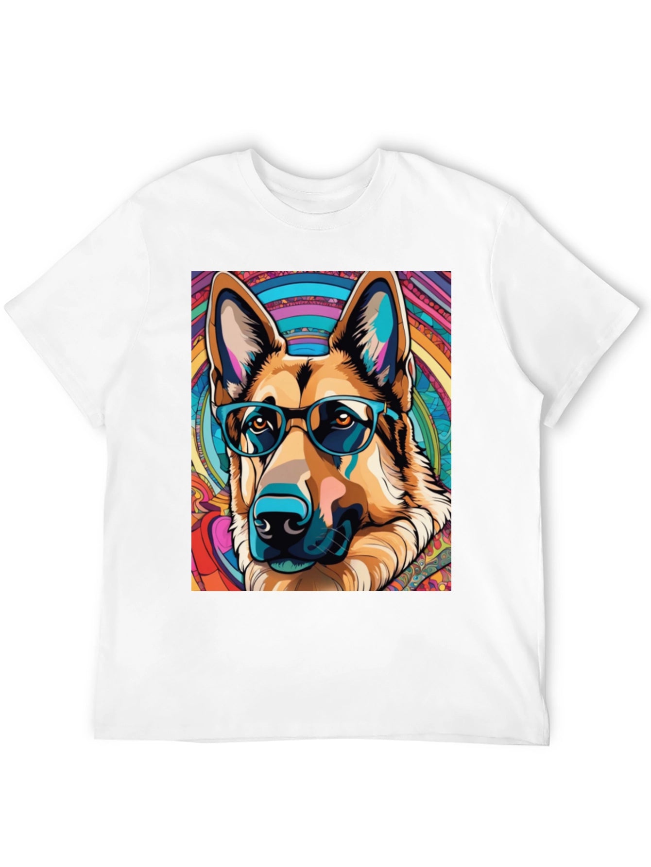 Dog Lovers Graphic Tee - German Shepherd in Glasses