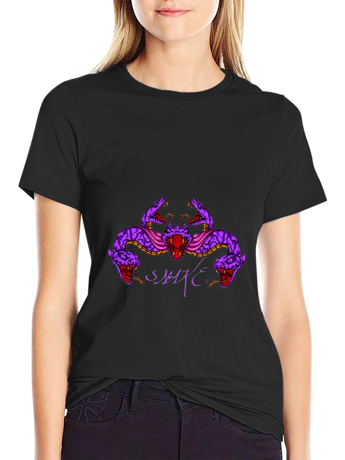 Mens Black Snake Graphic T-Shirt