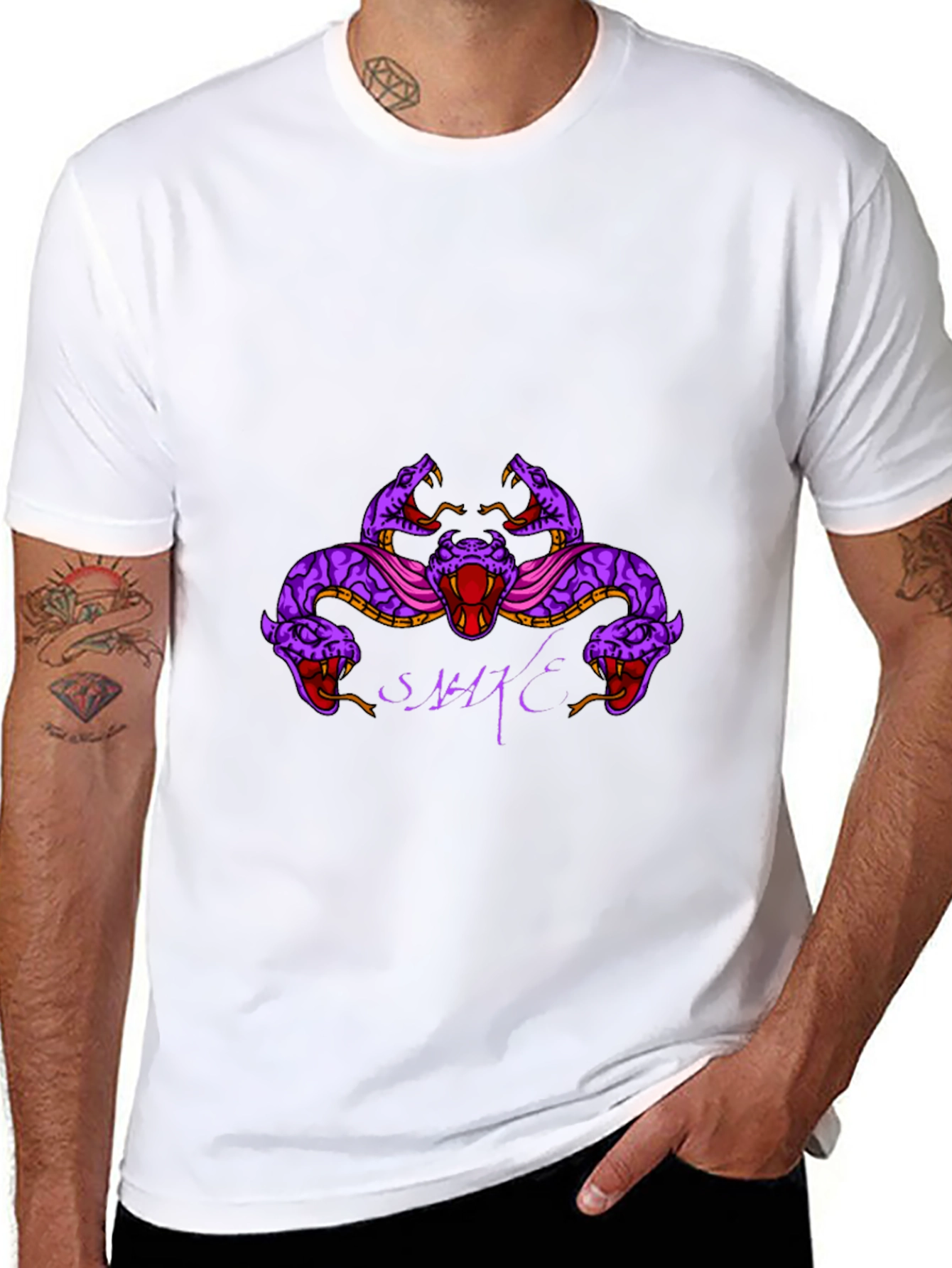 Mens Black Snake Graphic T-Shirt
